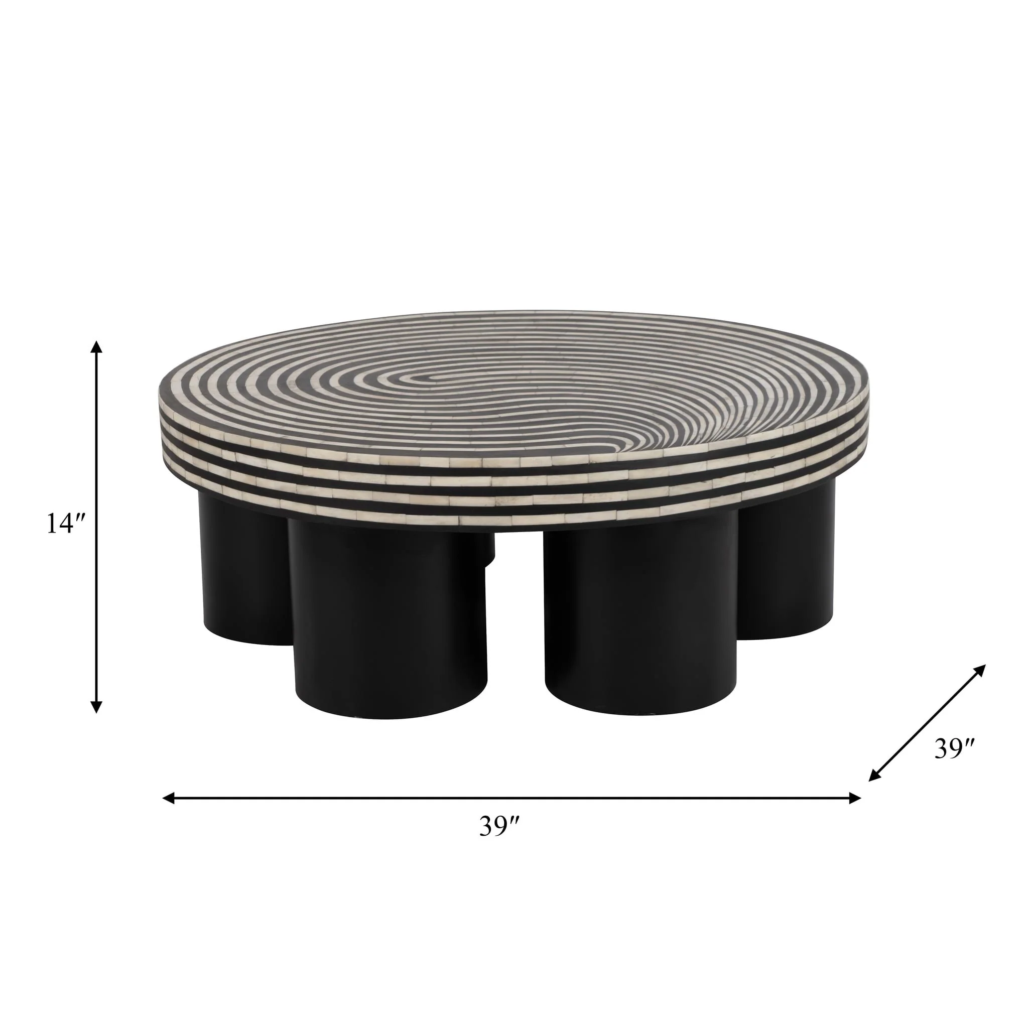Wood, 39" Stained Finish Coffee Table, Black - Image 7