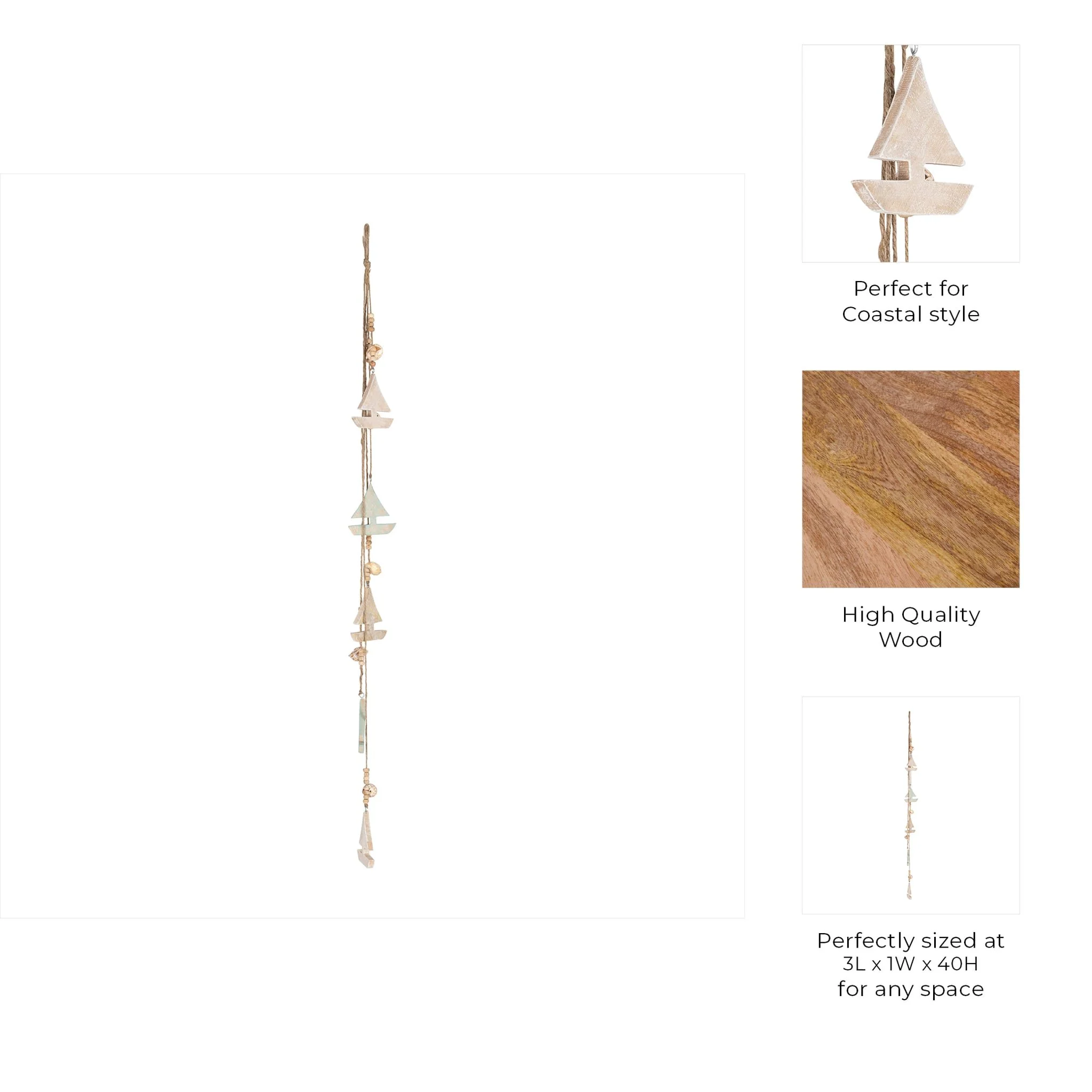 Wood, 40"h Hanging Sailboat, Blue/white - Image 7
