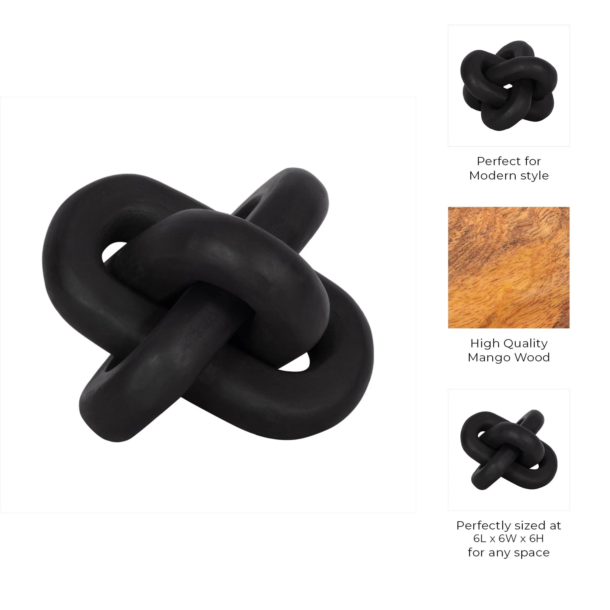 Wood, 6" Decorative Knot, Black - Image 3