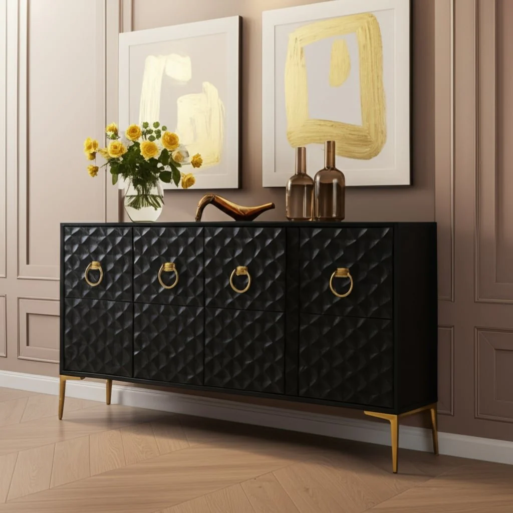Wood, 65x35 Console Cabinet, Blk/gld, Kd - Image 12