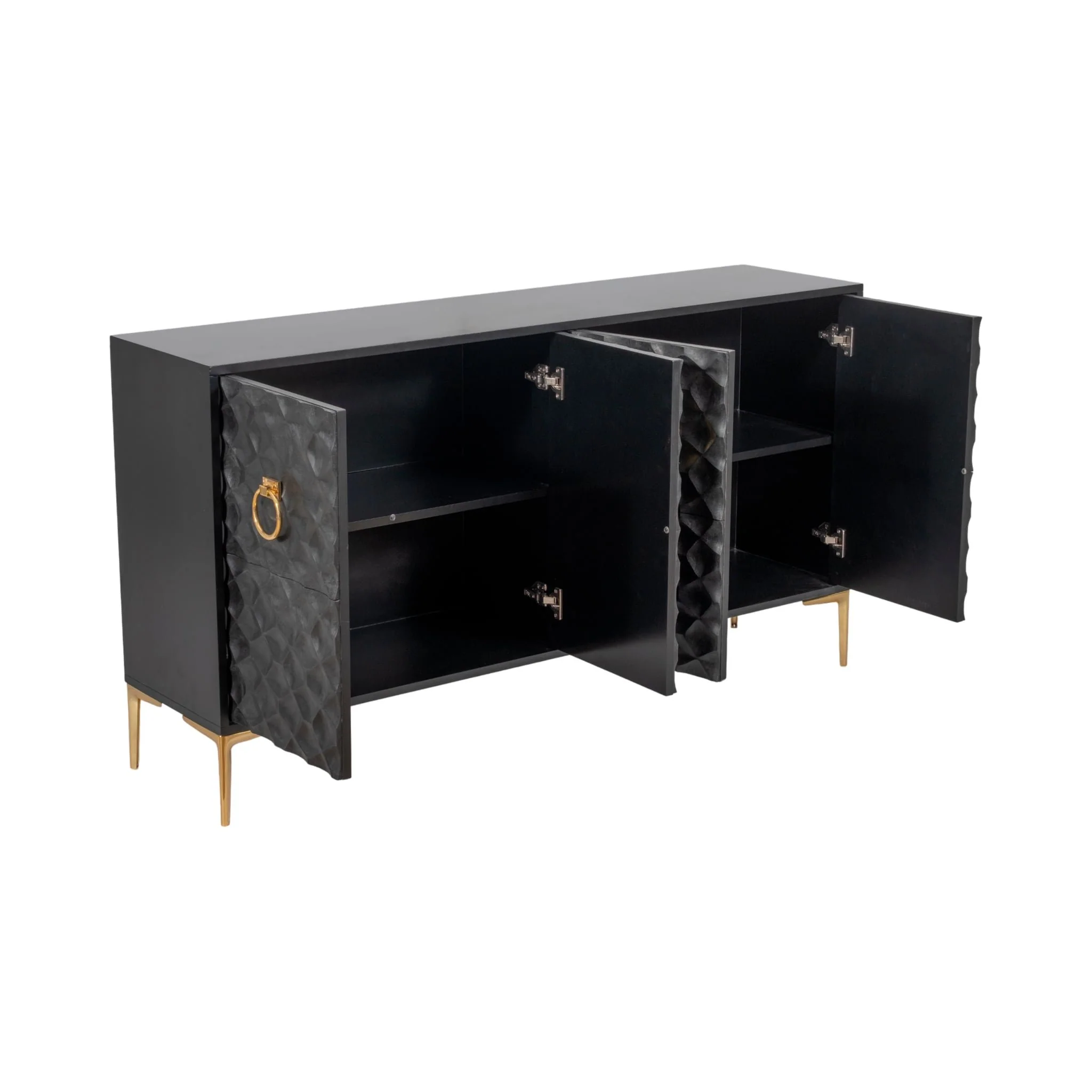 Wood, 65x35 Console Cabinet, Blk/gld, Kd - Image 4