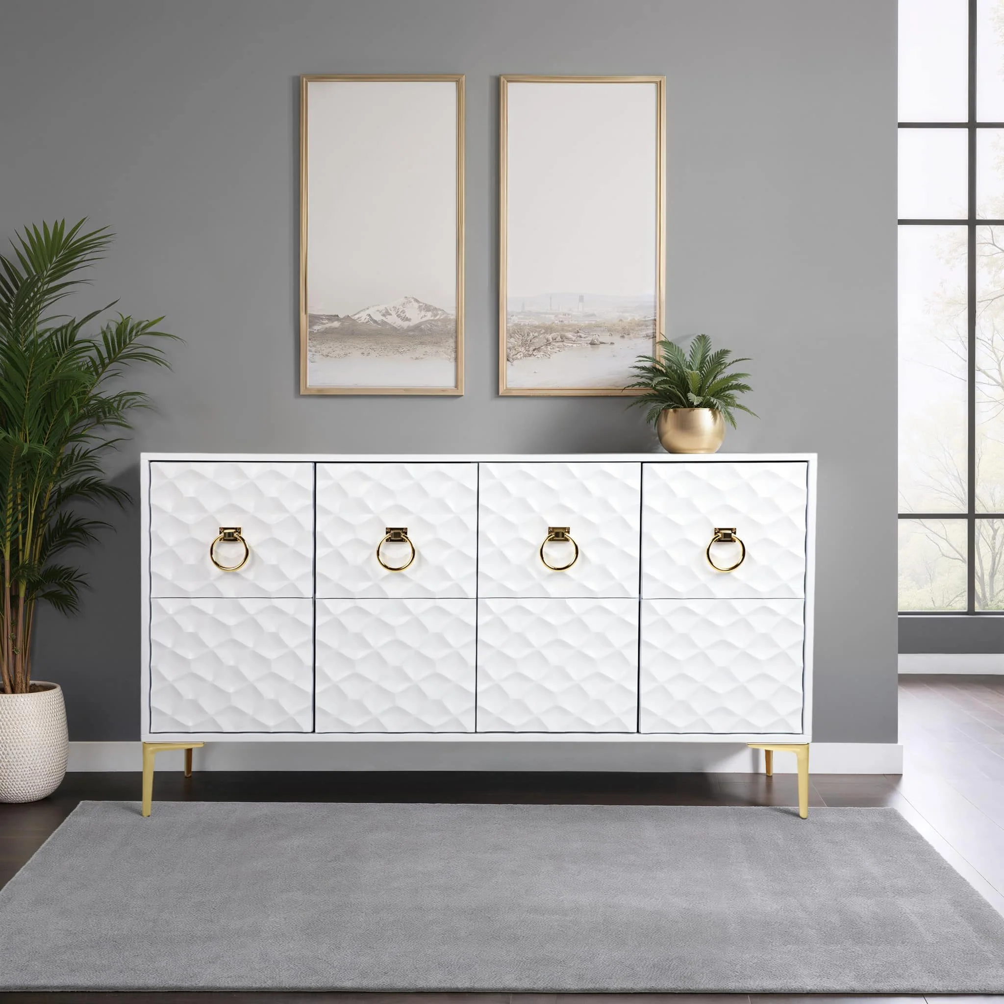 Wood, 65x35 Console Cabinet, Wht/gld, Kd - Image 12