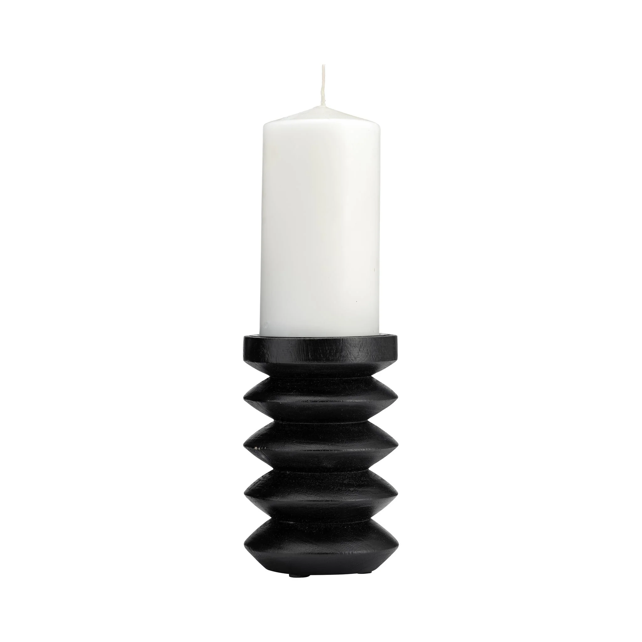 Wood, 6"h Accordion Candle Holder, Black - Image 2