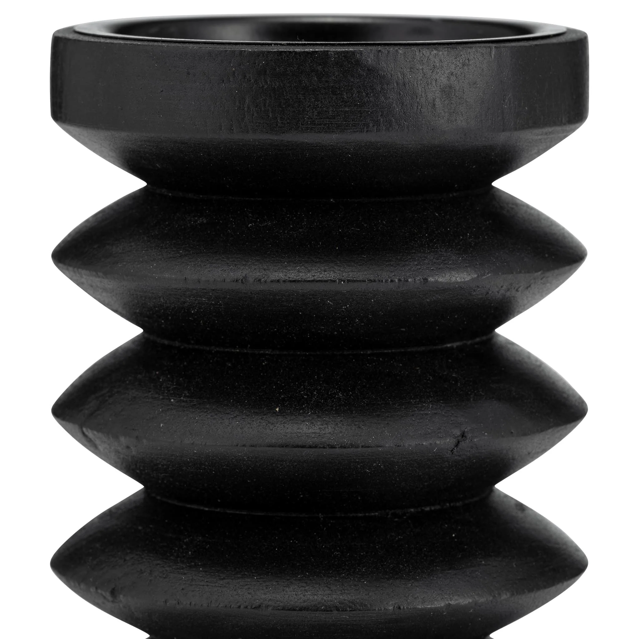 Wood, 6"h Accordion Candle Holder, Black - Image 3