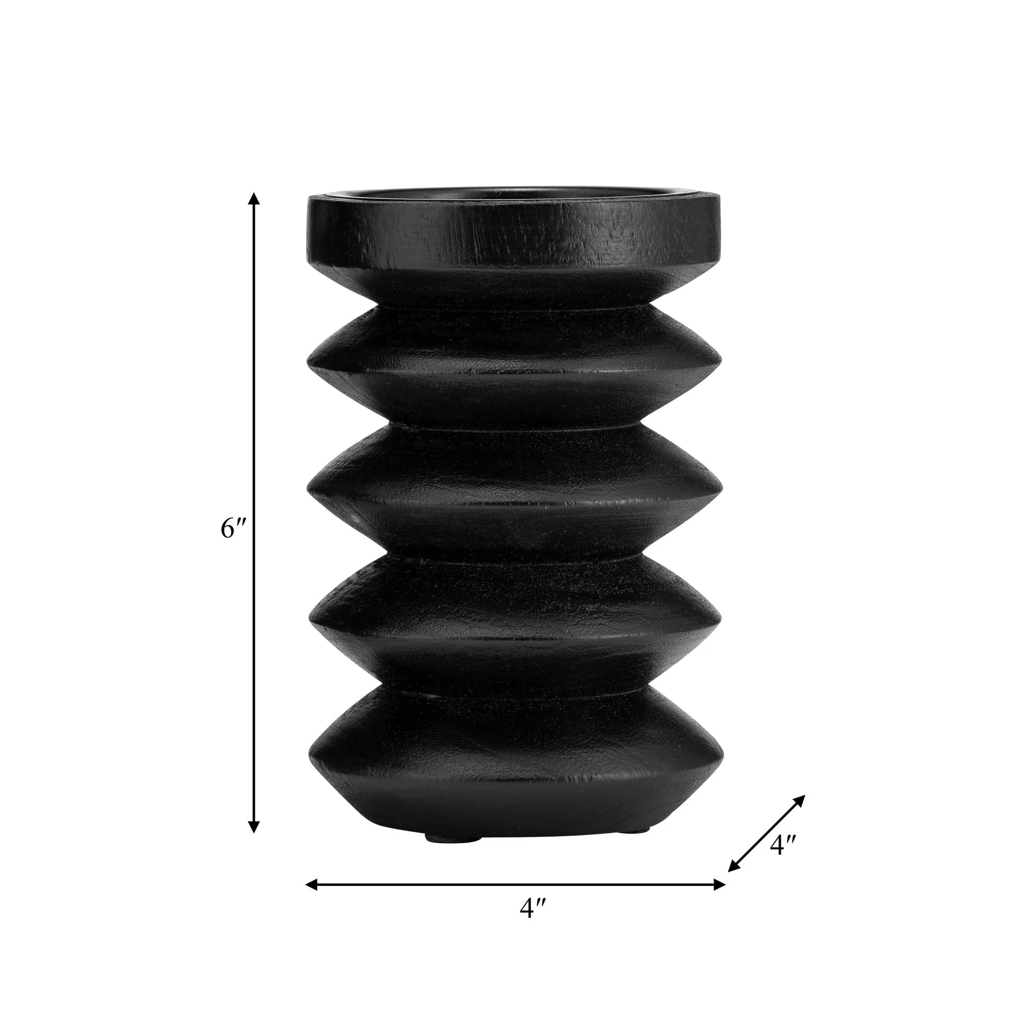 Wood, 6"h Accordion Candle Holder, Black - Image 7