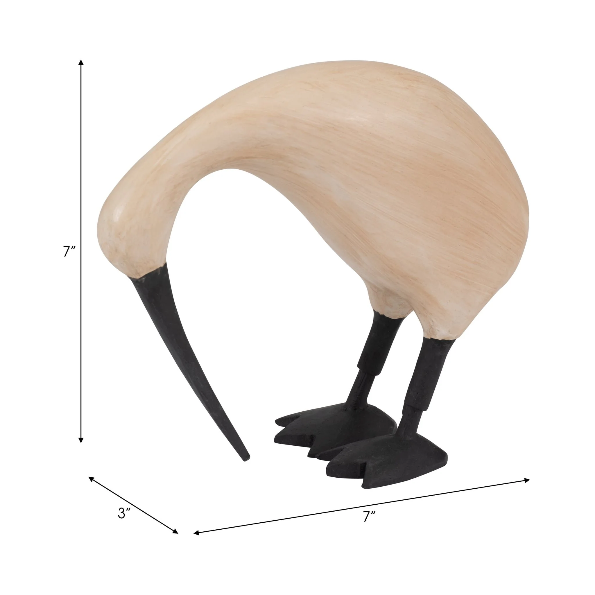 Wood, 7" Kiwi Bird W/ Black Legs, Natural - Image 9