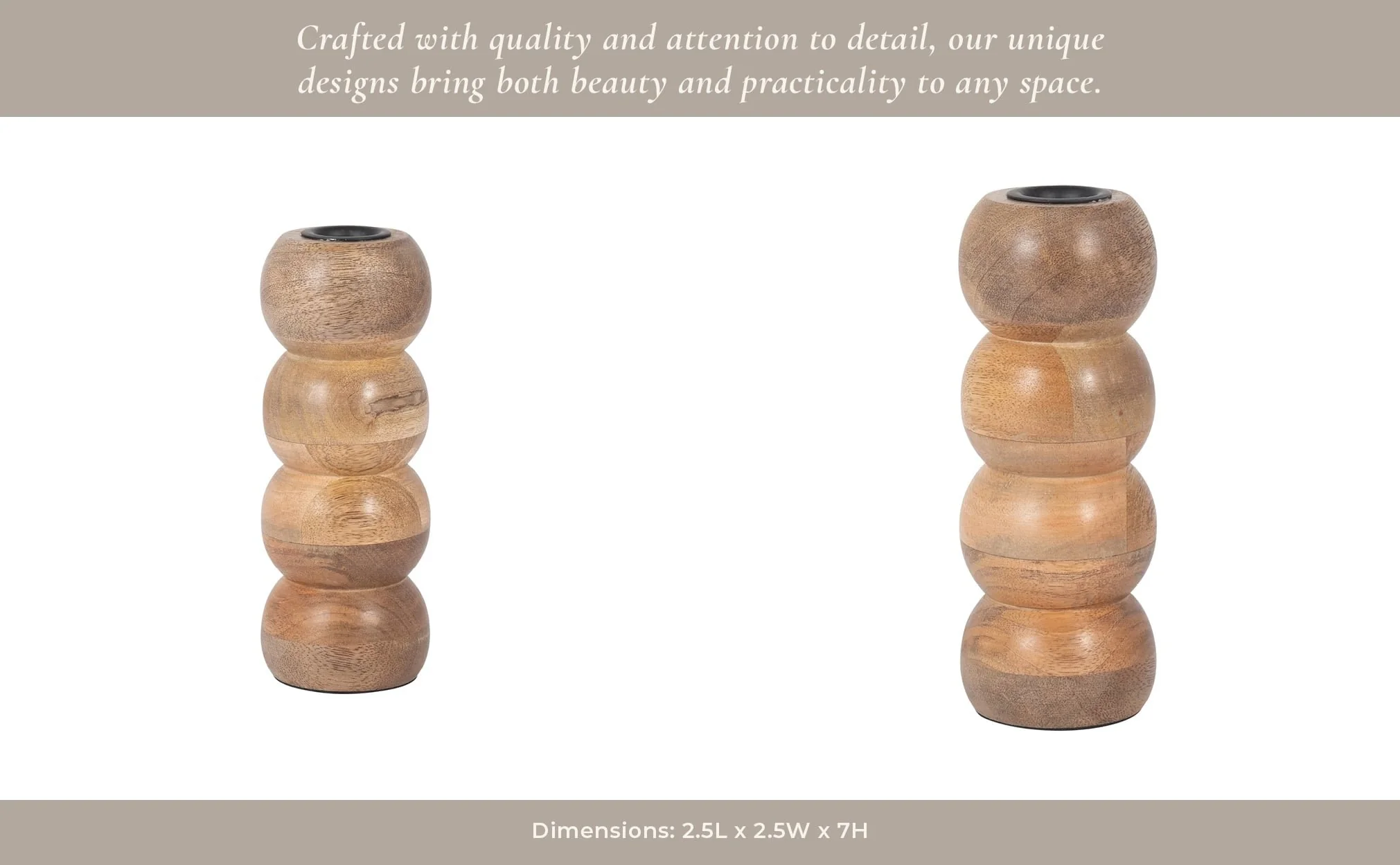 Wood, 7" Ribbed Votive Holder, Natural - Image 11