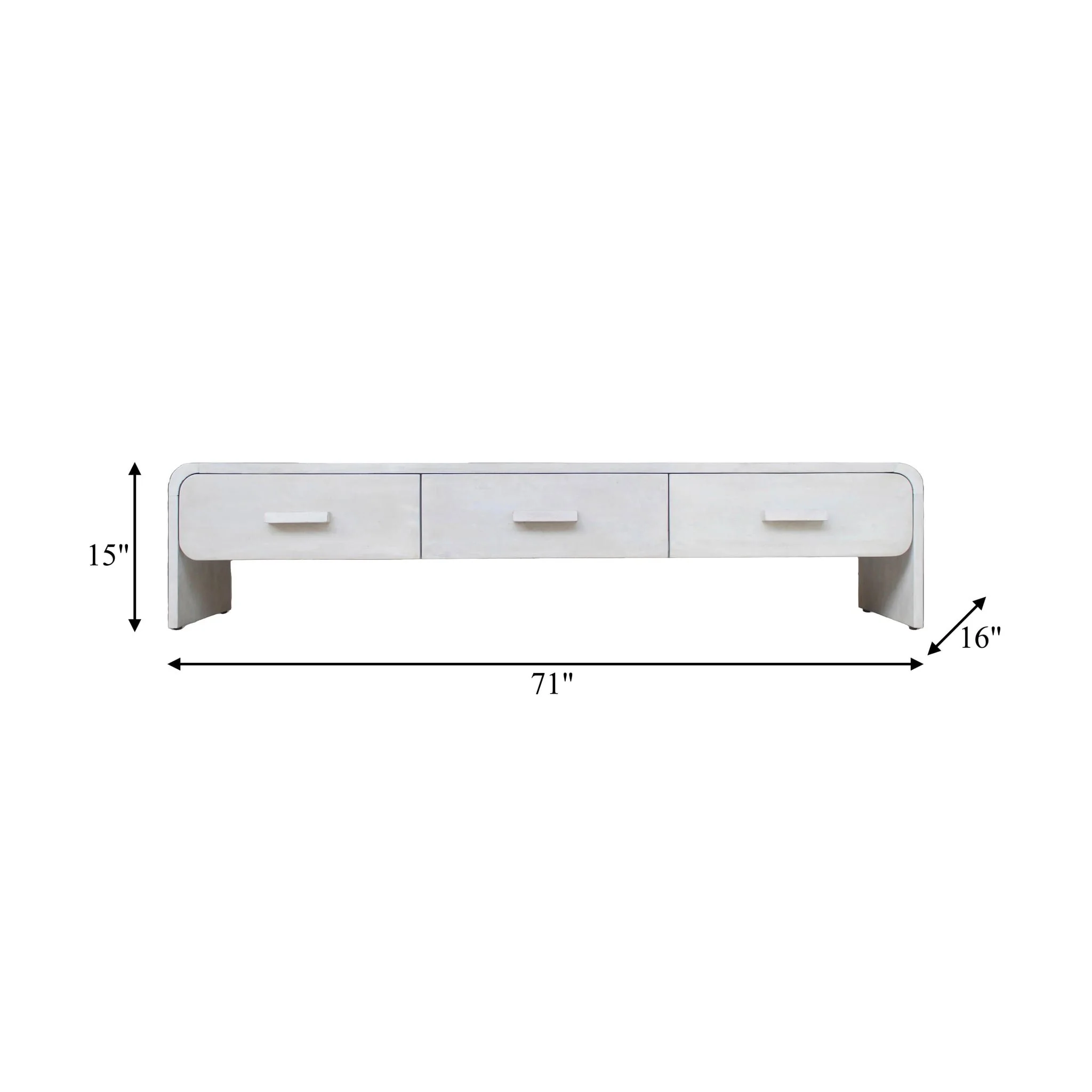 Wood, 71"l Media Stand W/ 3 Drawers, Whitewash - Image 3