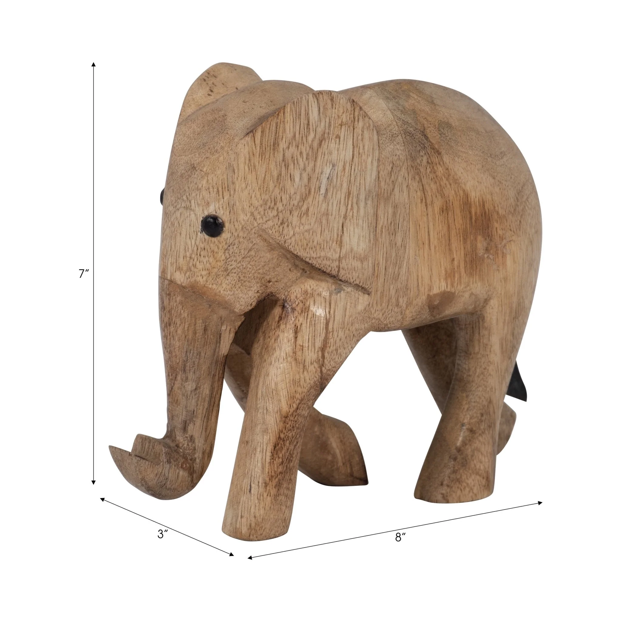 Wood, 7"h Elephant Deco, Brown - Image 8