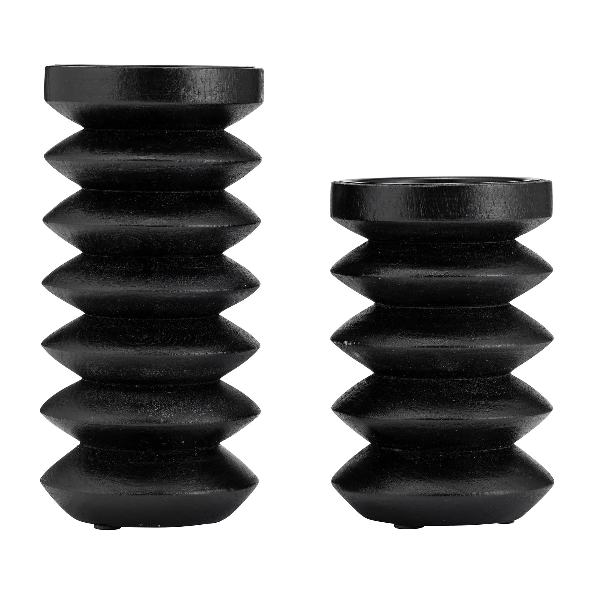 Wood, 8"h Accordion Candle Holder, Black - Image 6