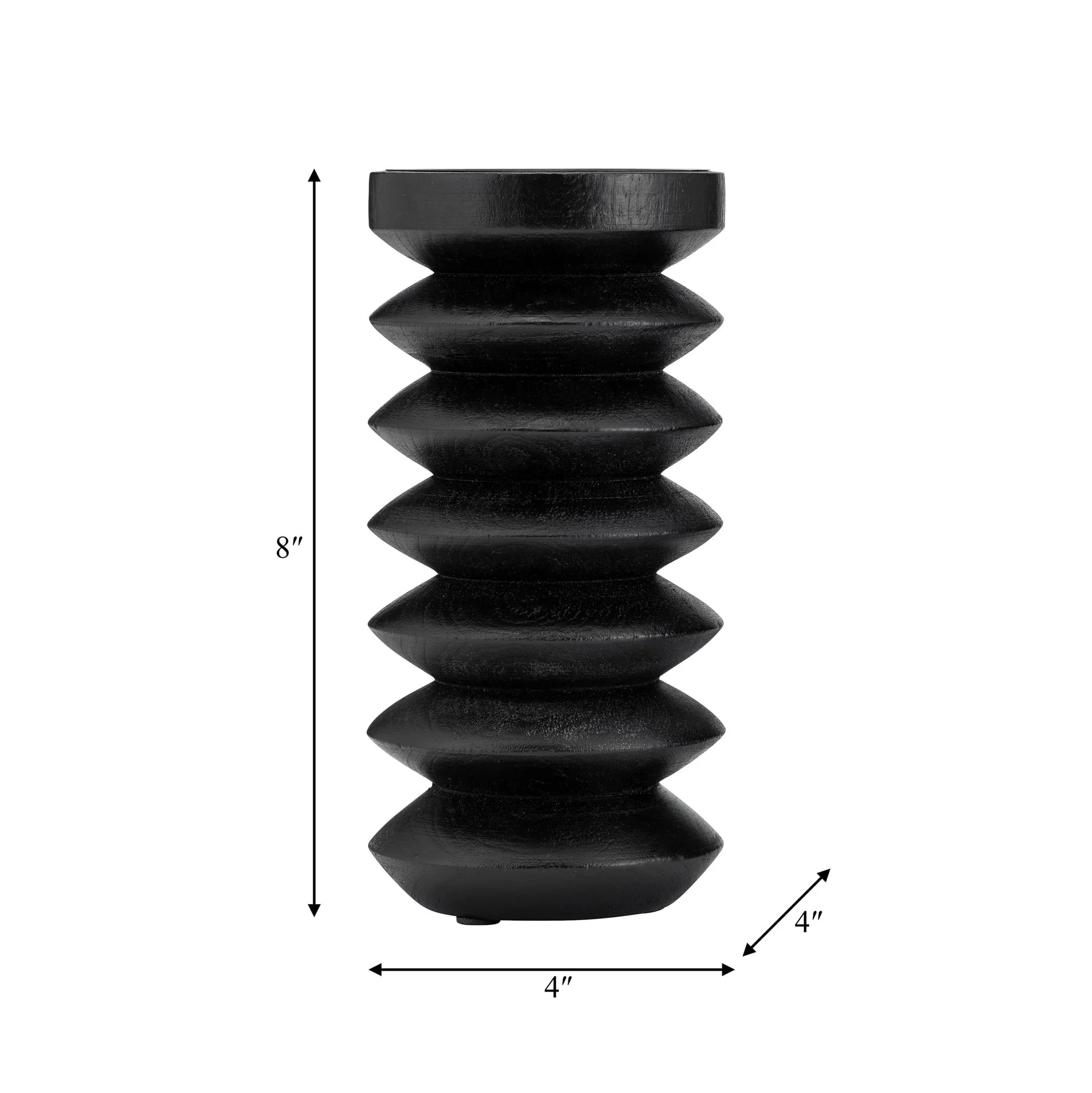 Wood, 8"h Accordion Candle Holder, Black - Image 7