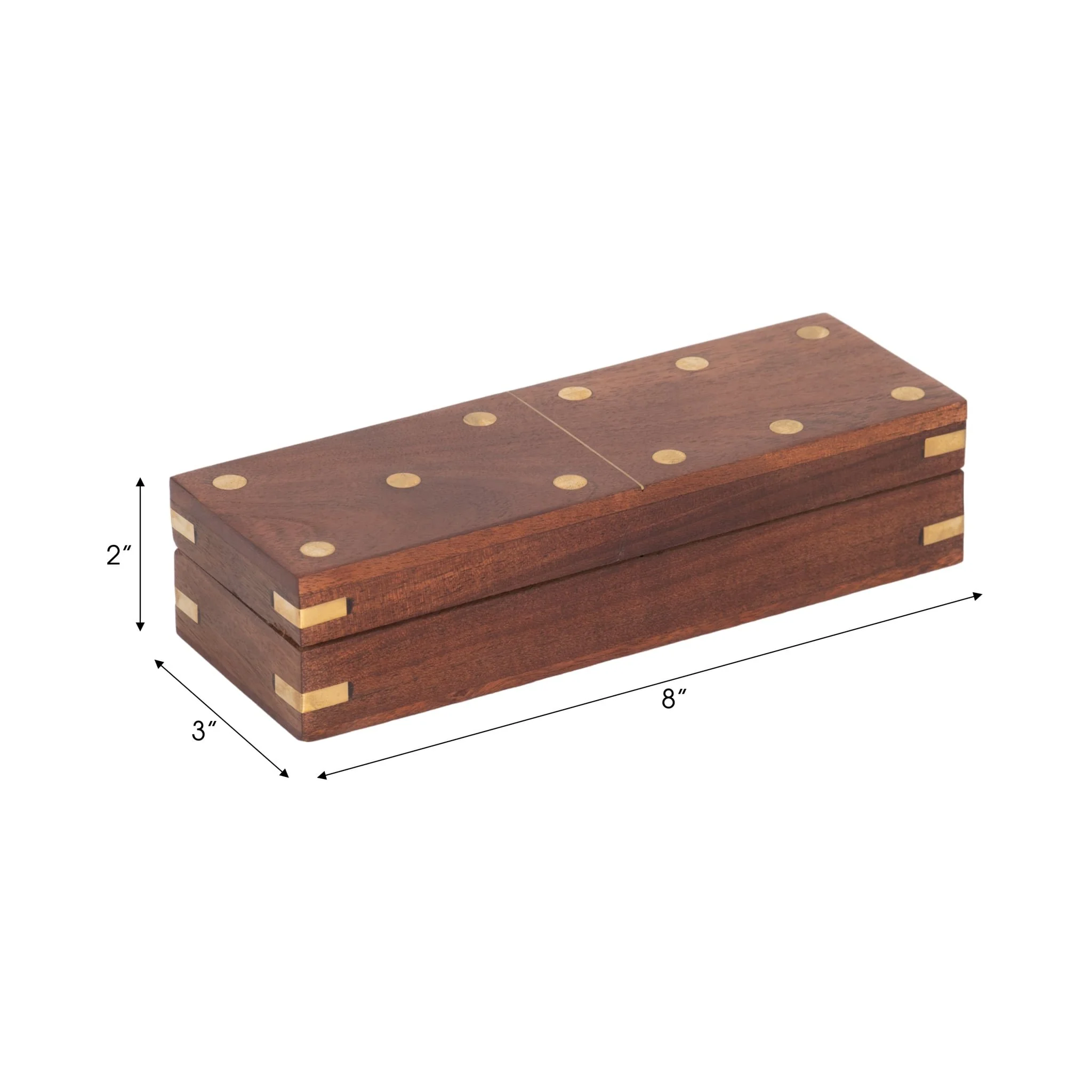 Wood, 8x3 Dominoes Box, Brown - Image 9