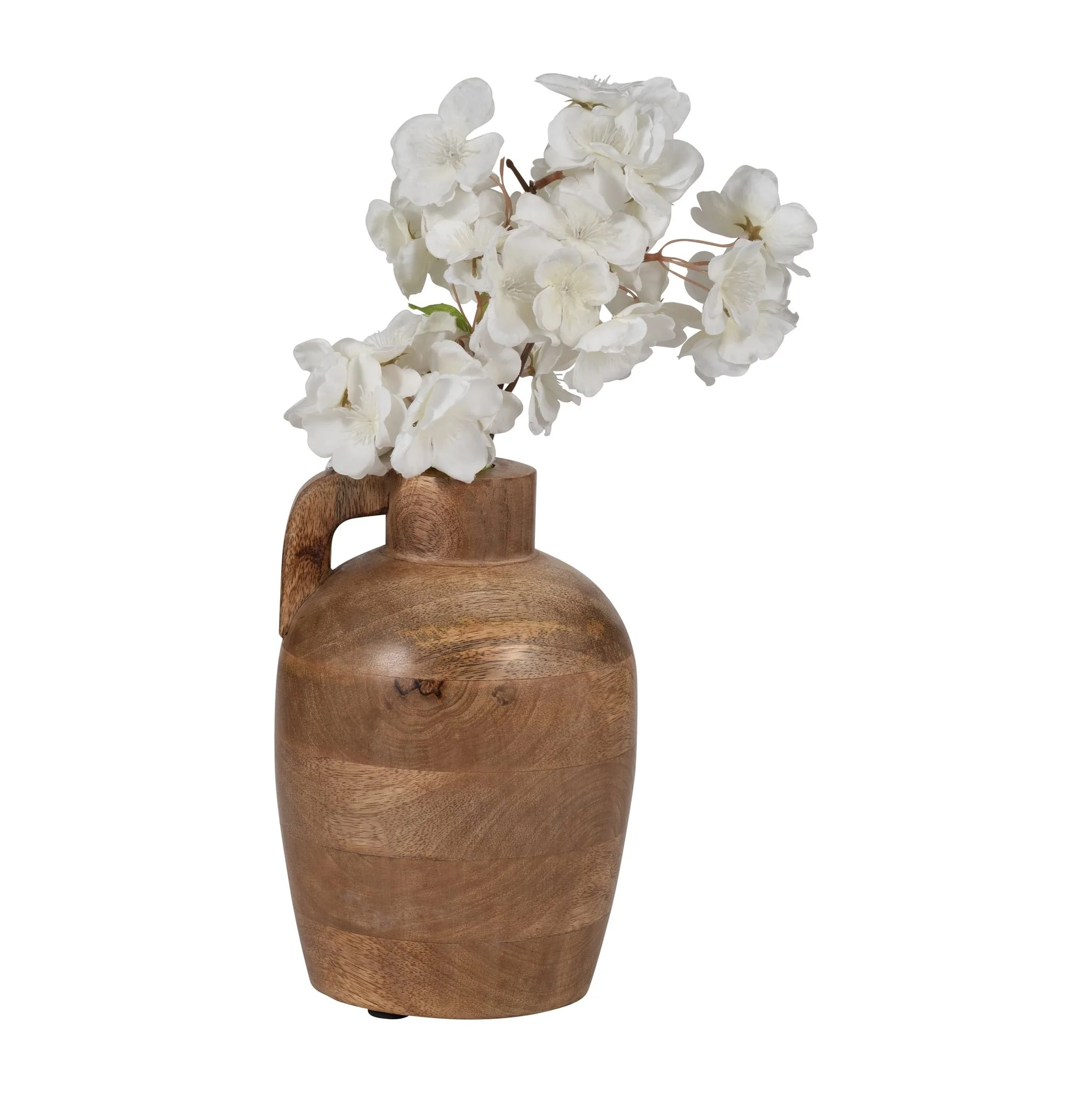 Wood, 9" Jug Vase With Handle, Natural - Image 4