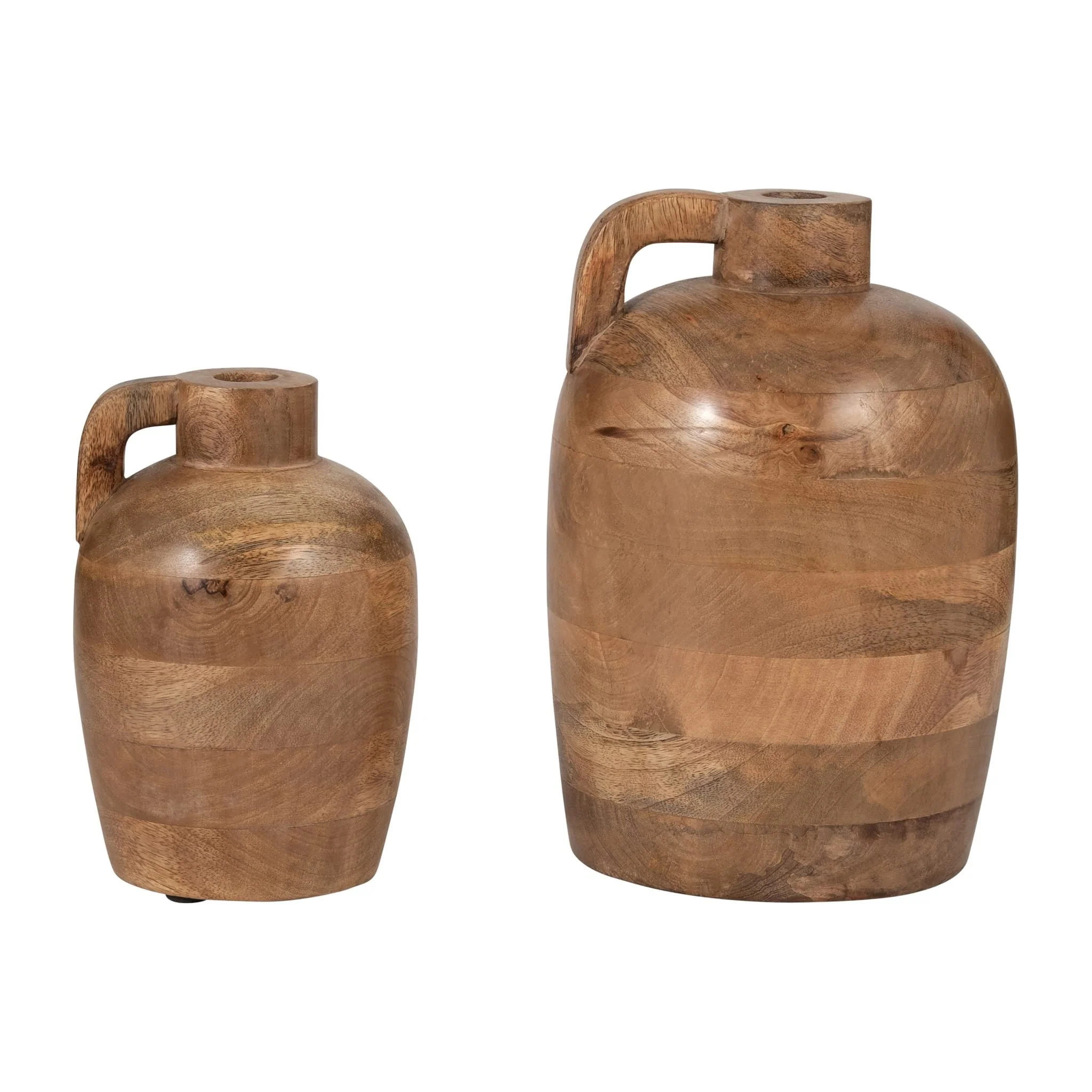 Wood, 9" Jug Vase With Handle, Natural - Image 8