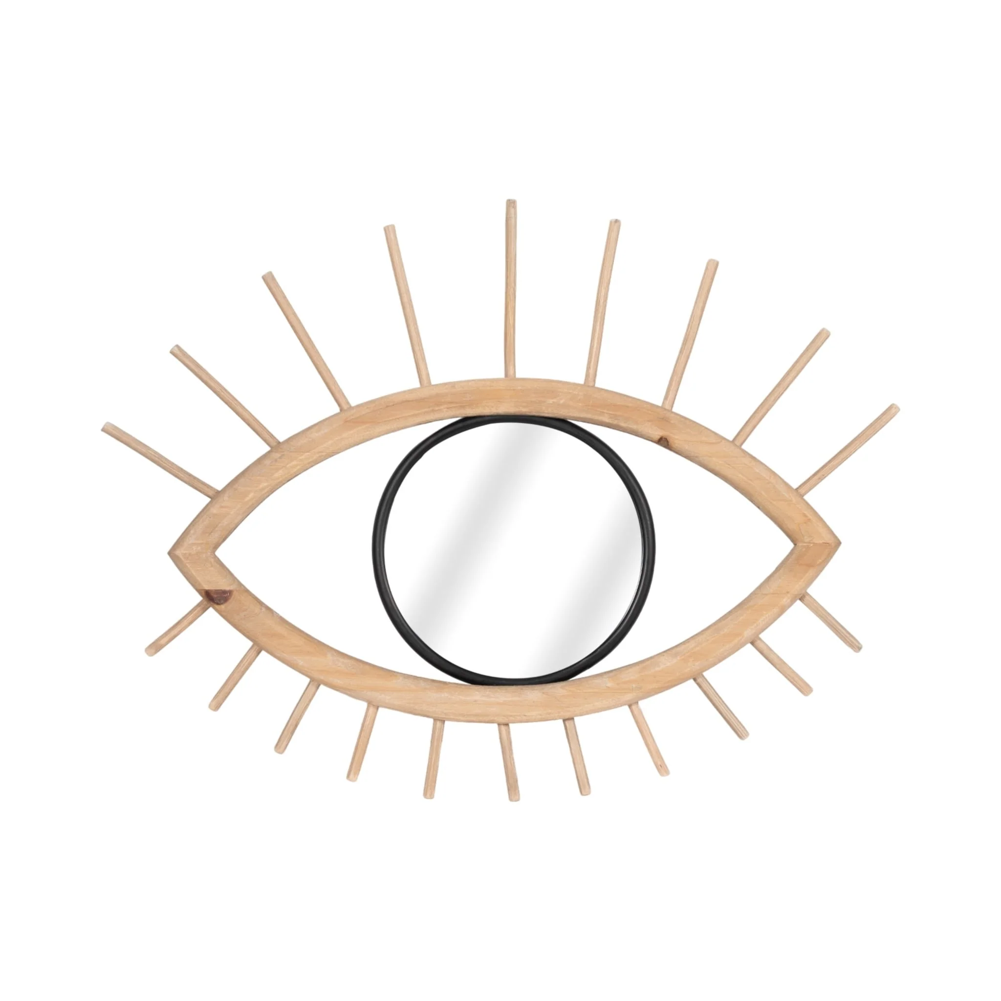 Wood/metal, 22"l Mirrored Eye Wall Deco, Brown Wb