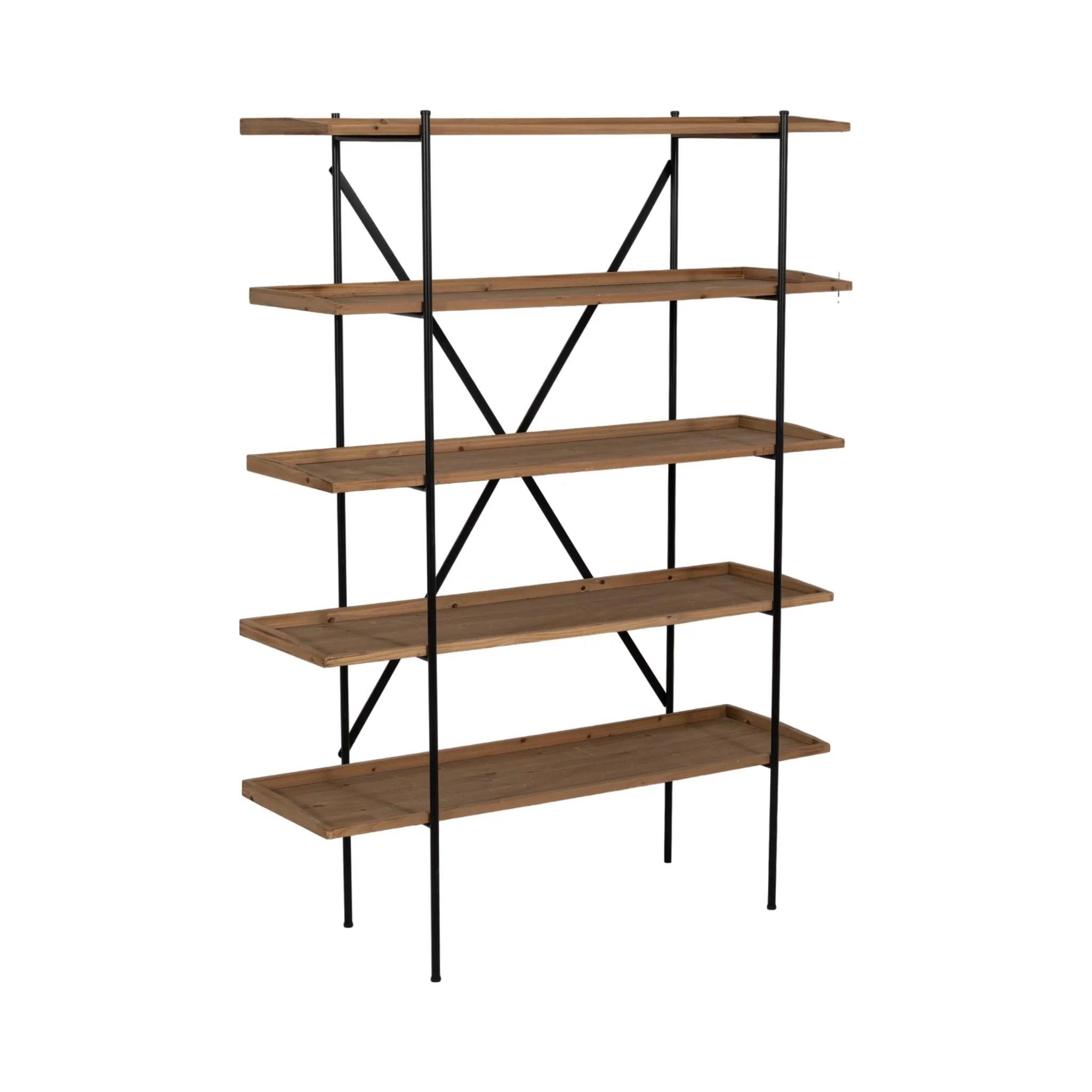 Wood/metal, 65"h 5-layered Shelf, Brown/black Kd - Image 2