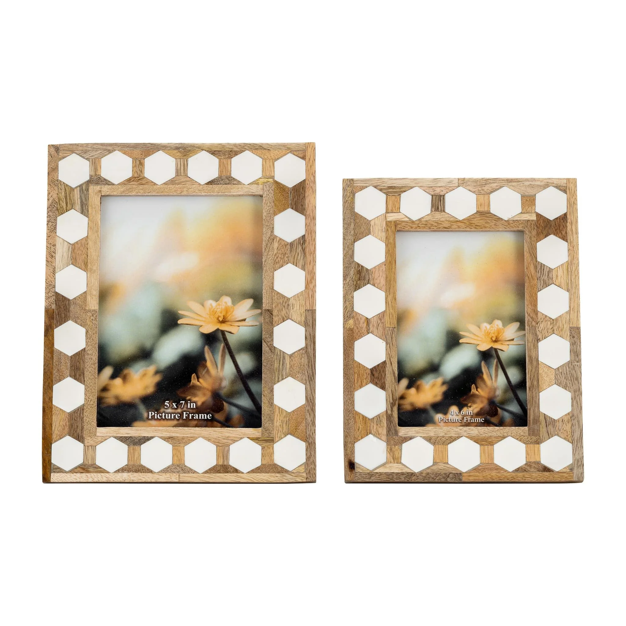Wood/resin,4x6 Hexagon Frame, White - Image 6