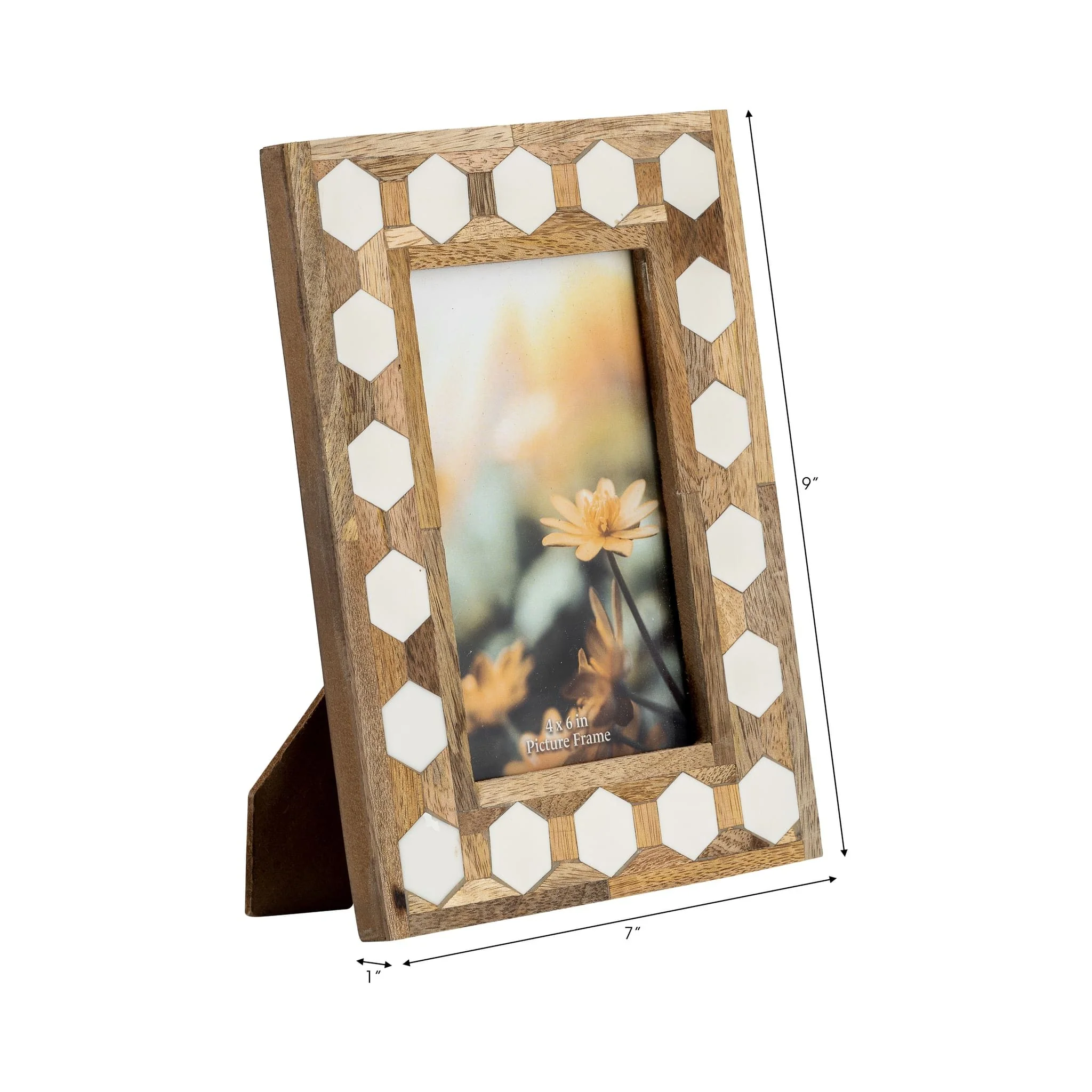 Wood/resin,4x6 Hexagon Frame, White - Image 8
