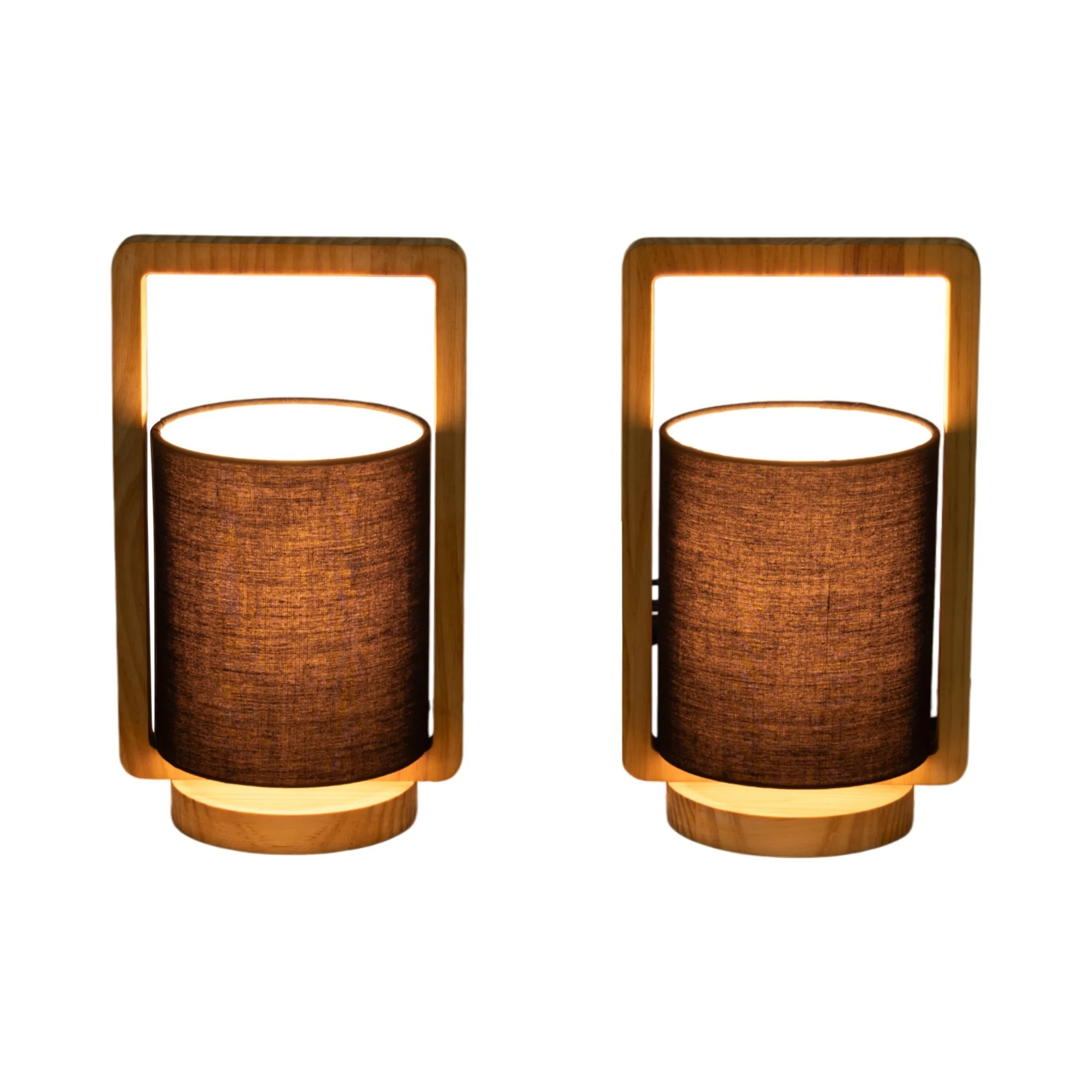 Wood,s/2,11"h, Cylndr Tbl Lmps,nature Wood/blk - Image 2