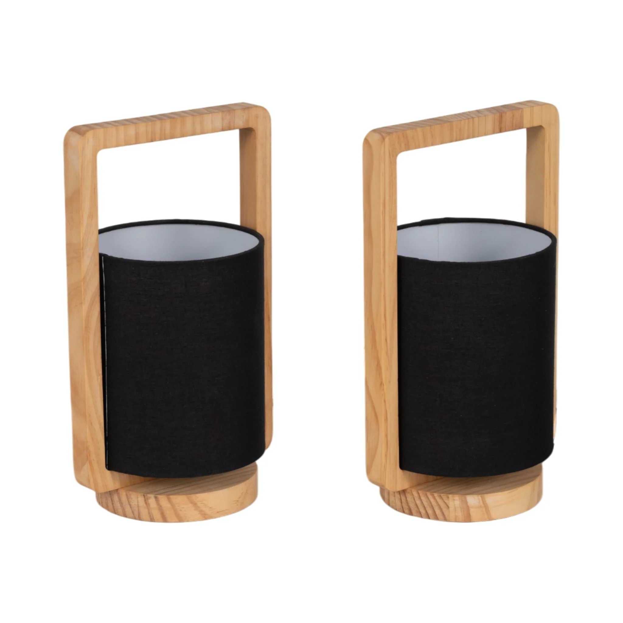 Wood,s/2,11"h, Cylndr Tbl Lmps,nature Wood/blk - Image 3