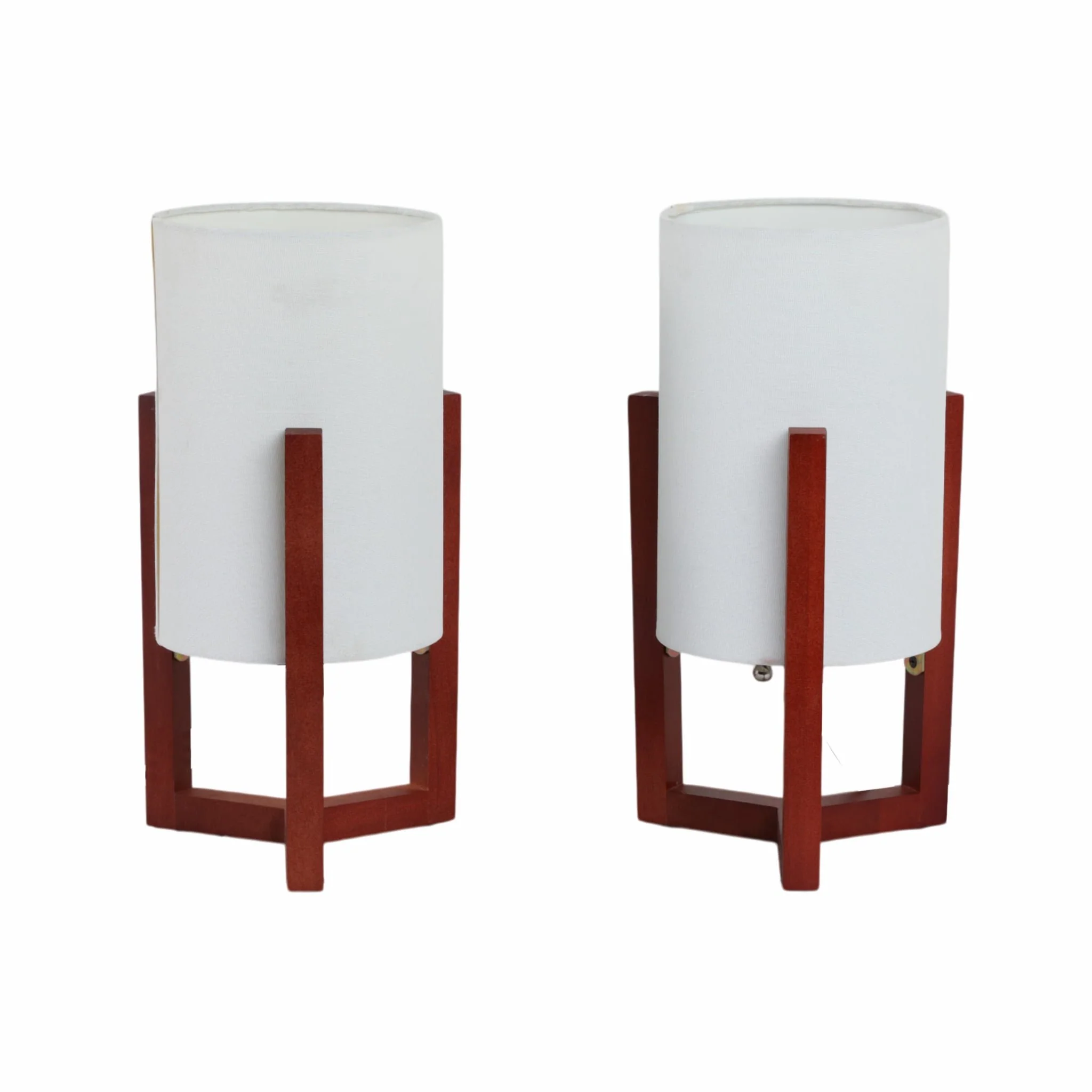 Wood,s/2,15"h,cylnder Tripod Tbl Lamps,cherry/wht - Image 3