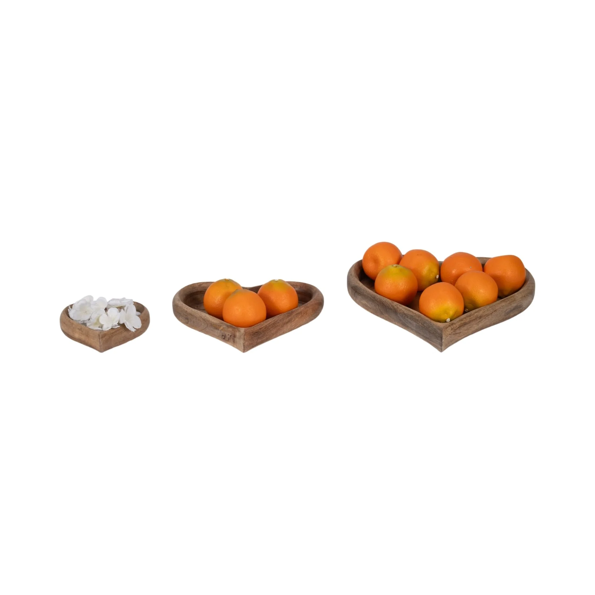 Wood, S/3 7/11/14" Heart Trays, Natural - Image 2