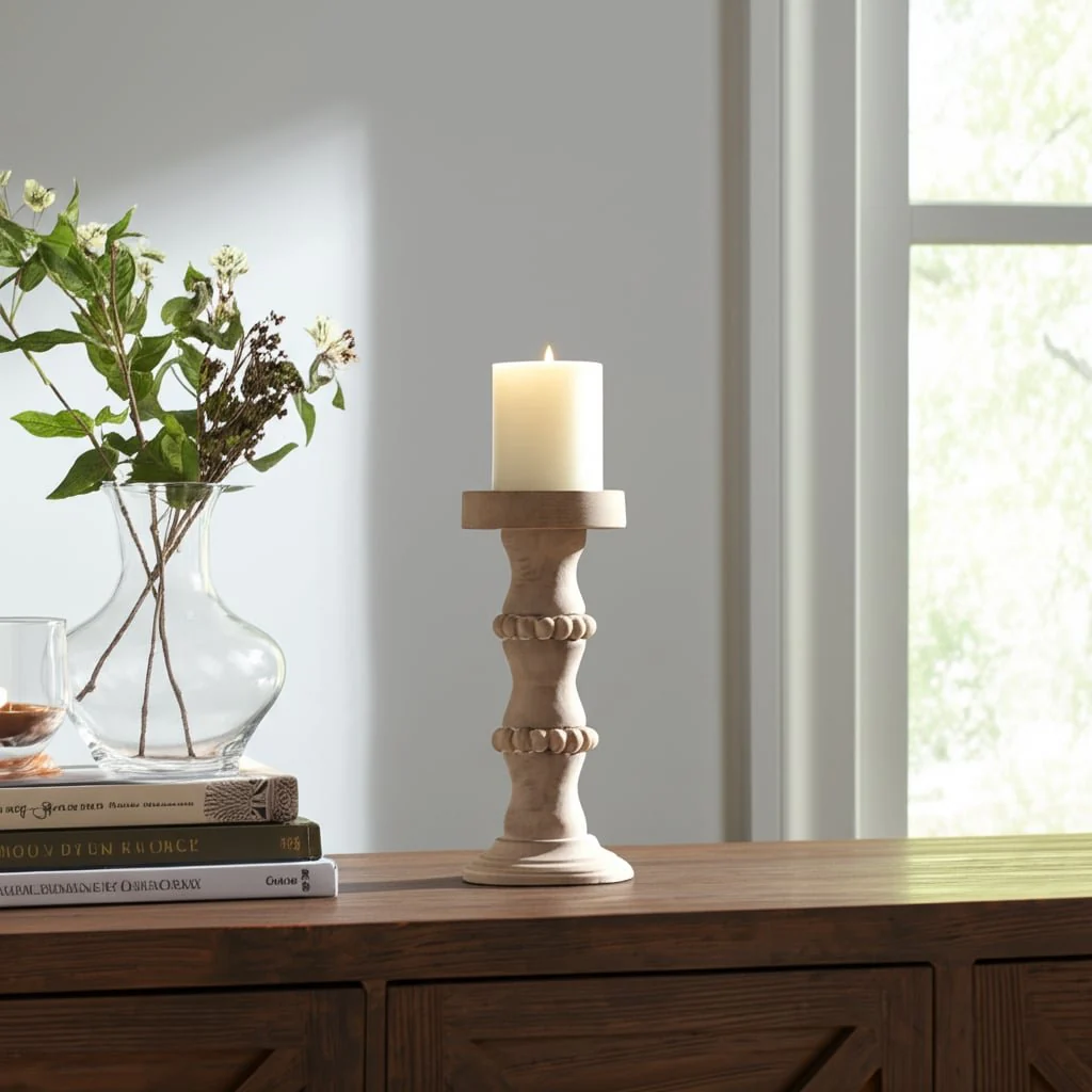 Wooden 11" Antique Style Candle Holder - Image 14