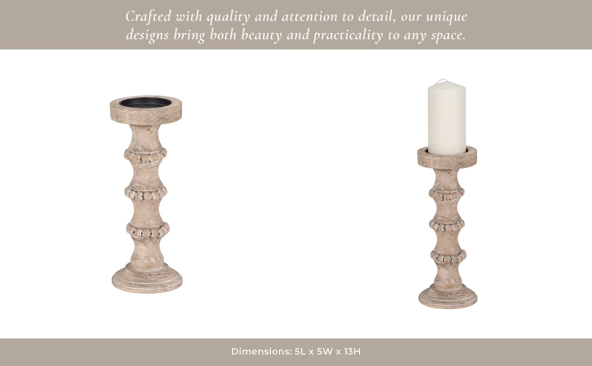 Wooden 13" Antique Style Candle Holder - Image 15