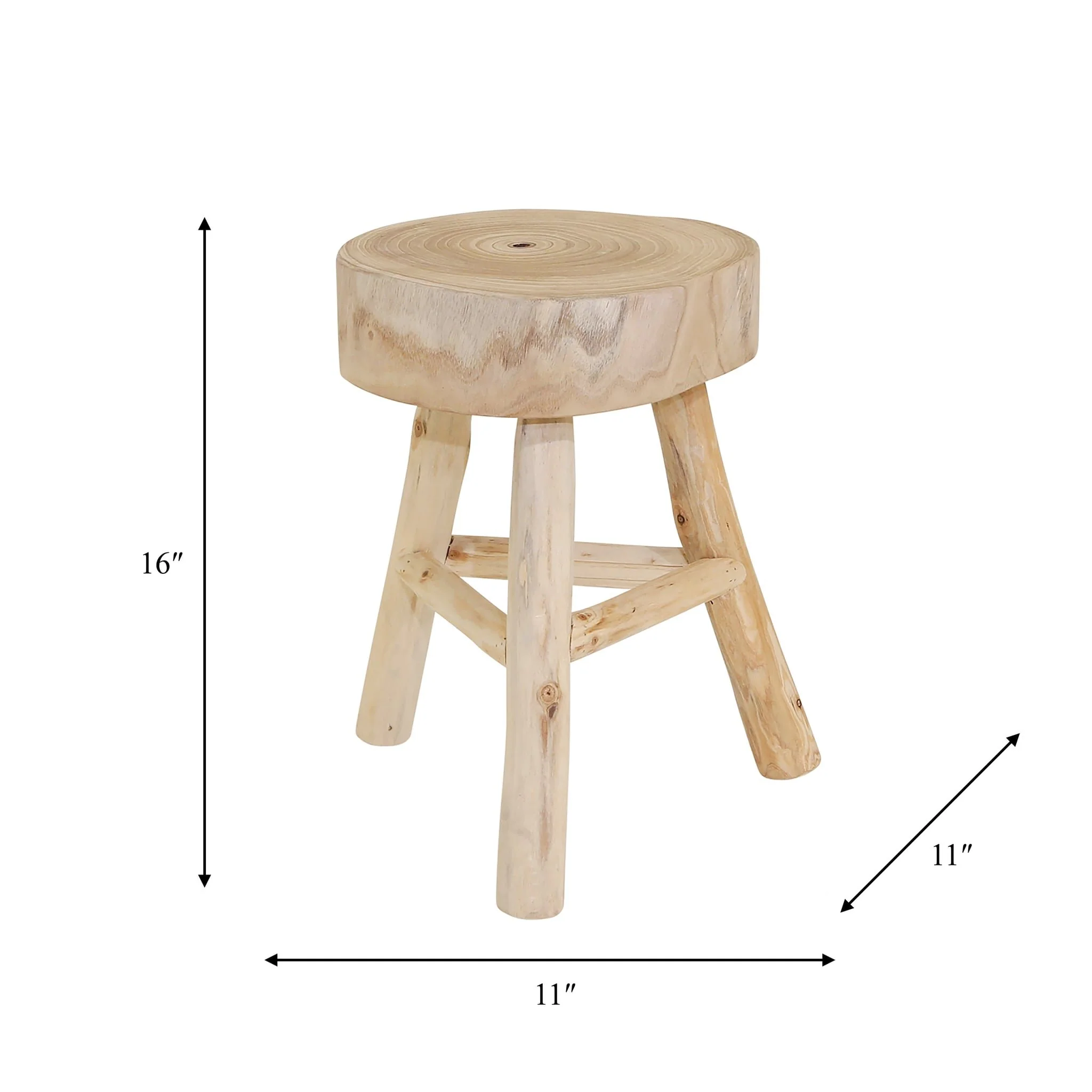Wooden 16" Stool, Natural - Image 8