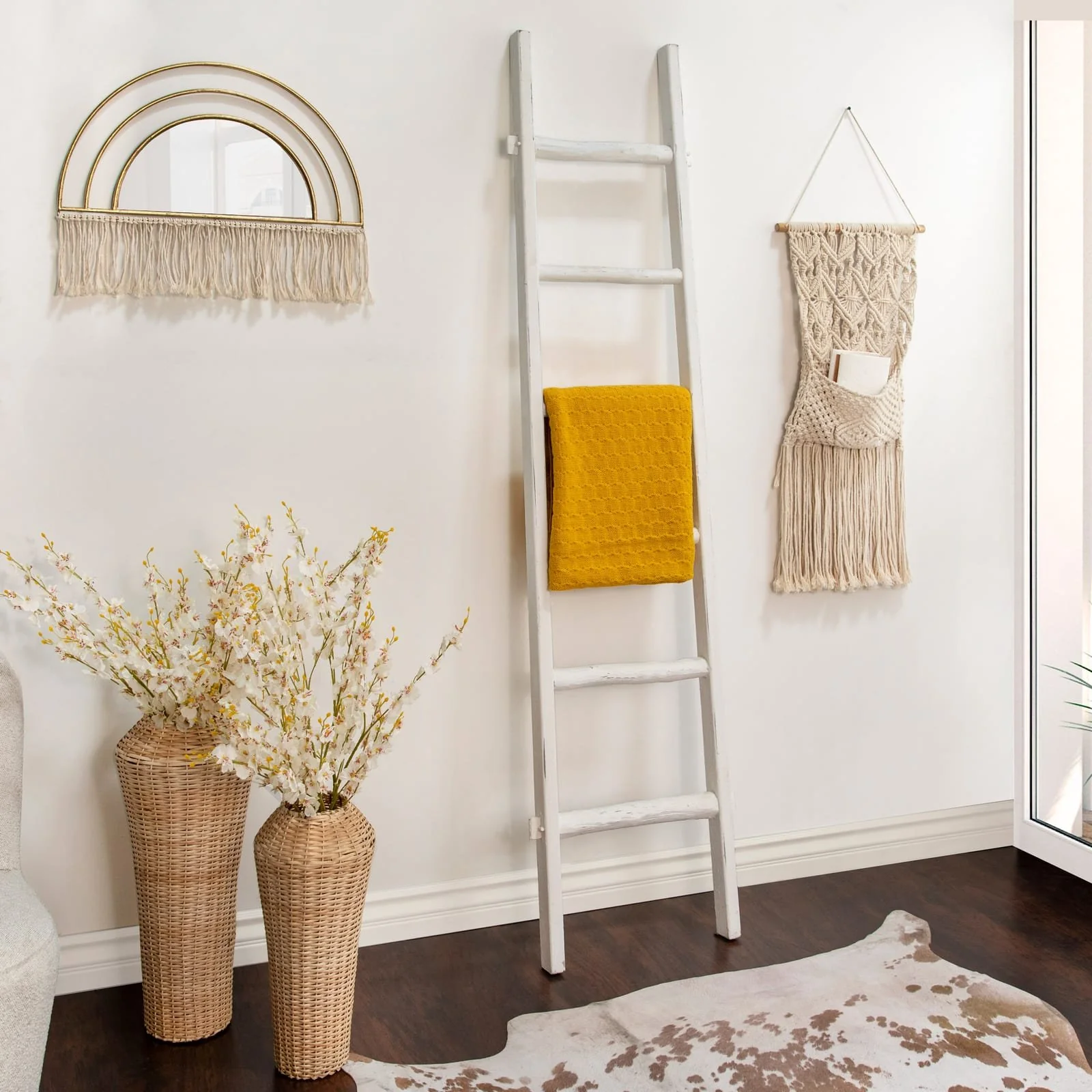 Wooden , Decorative 76" Ladder, White - Image 9