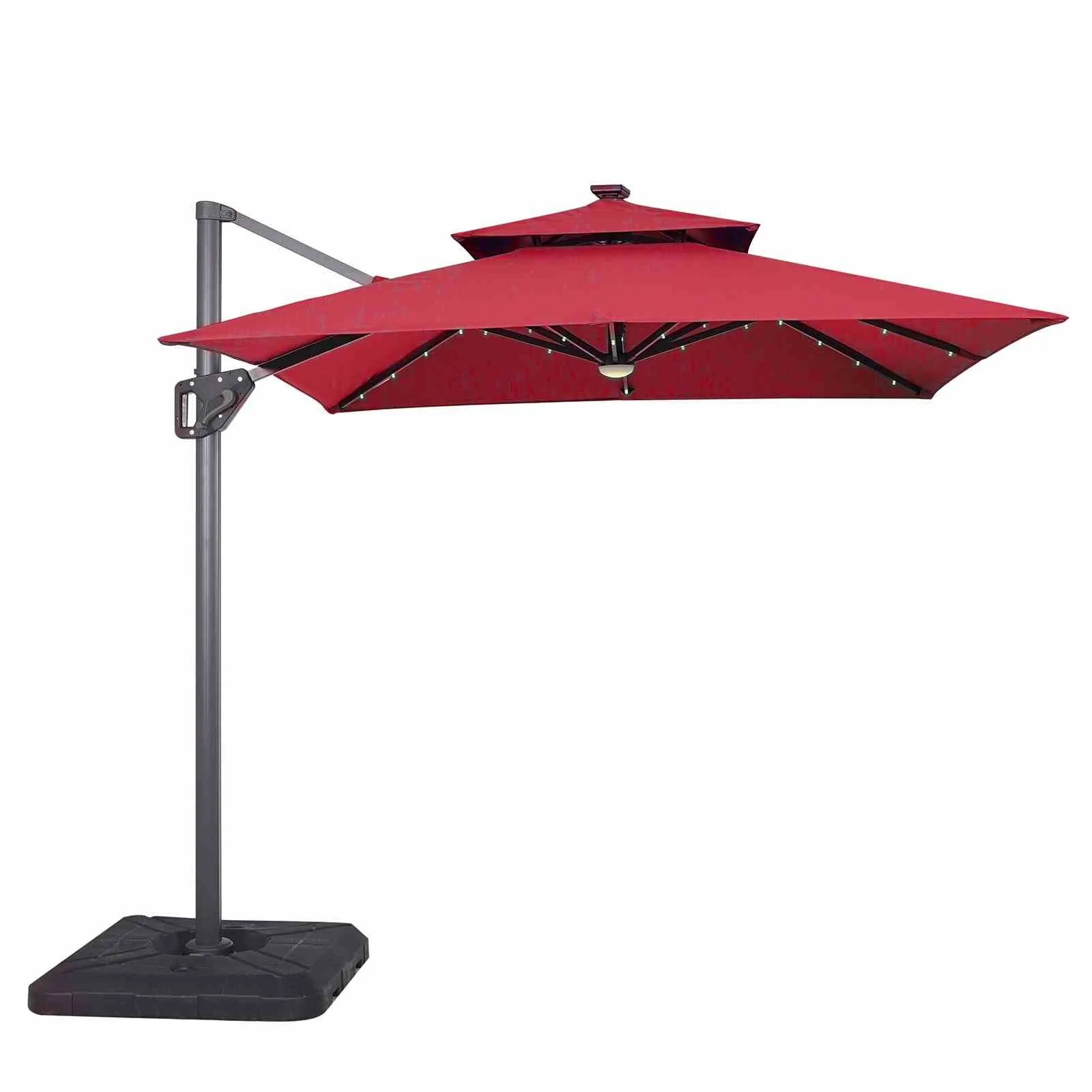 Xico 8' SQ Umbrella, Double Top, LED Light + Control, Red