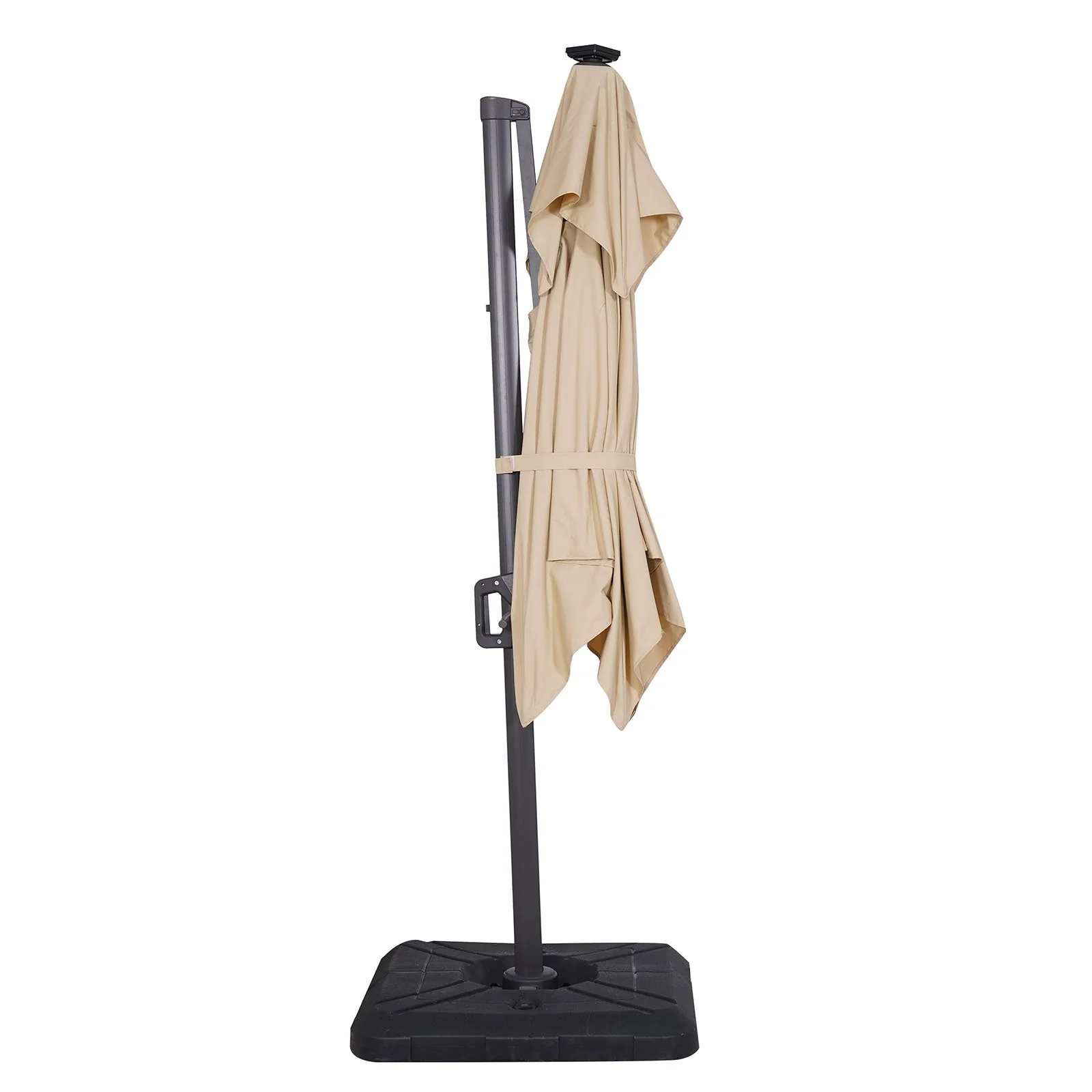 Xico 8' SQ Umbrella, Double Top, LED Light + Control, Tan + Base - Image 3