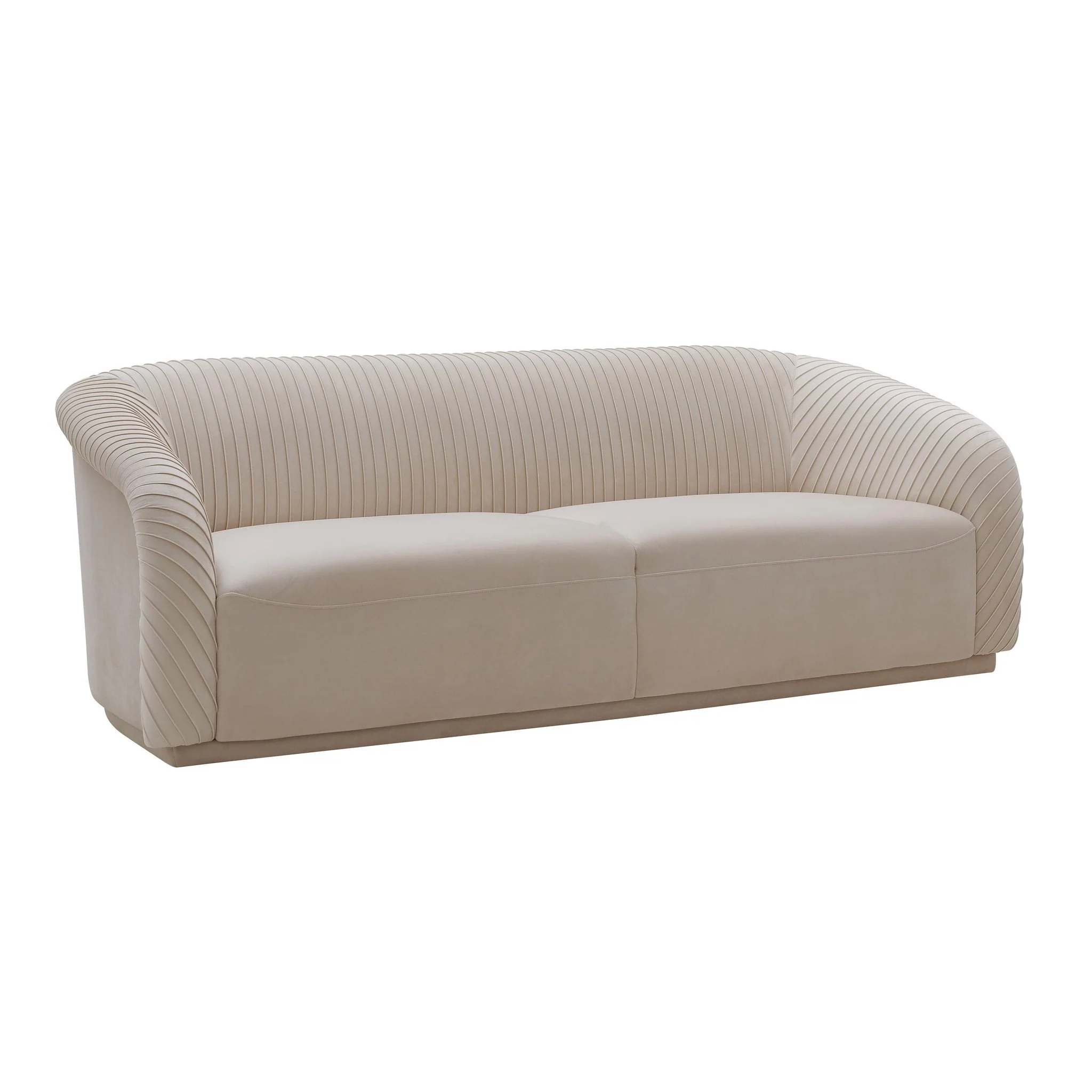 Yara Pleated Beige Velvet Sofa - Image 3