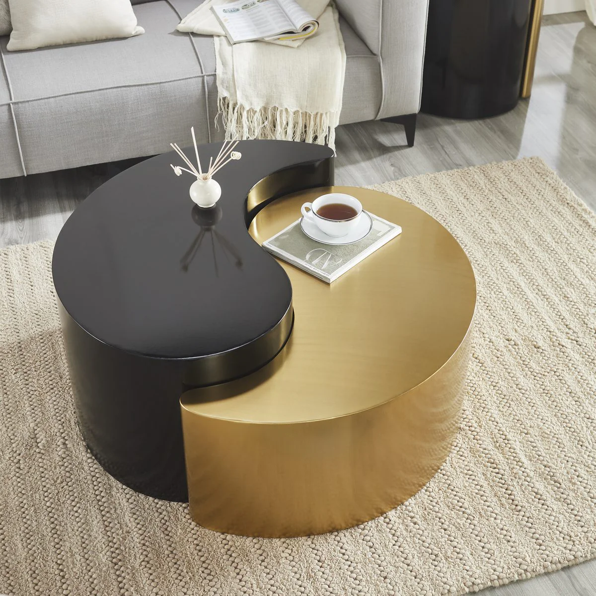 Ying Yang Coffee Table in Black & Gold - Image 3