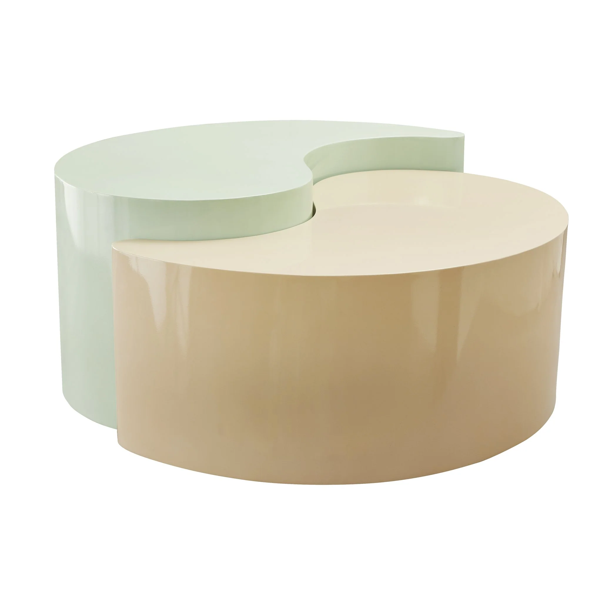 Ying Yang Coffee Table in Mint & Taupe - Image 4