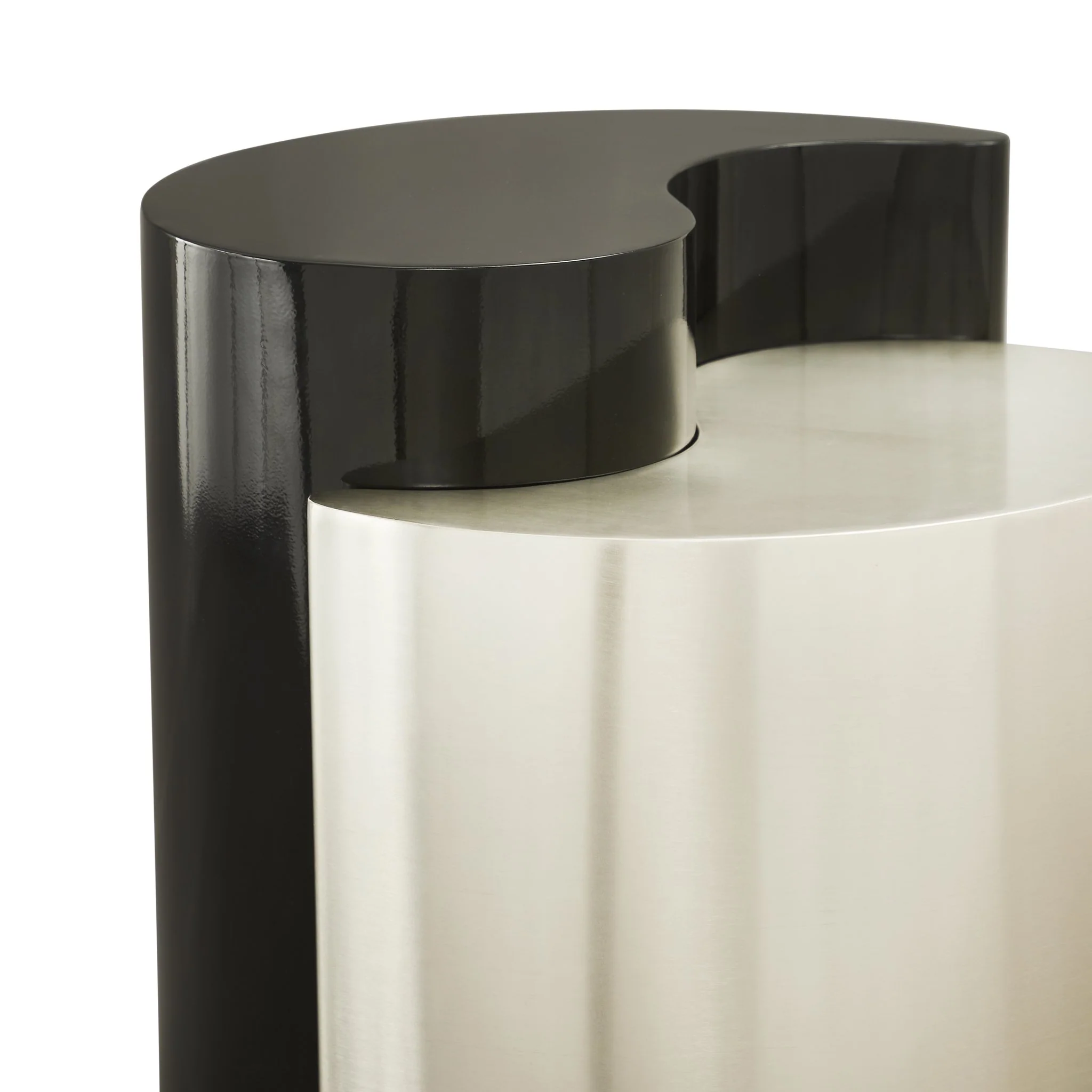 Ying Yang End Table in Black & Silver - Image 5