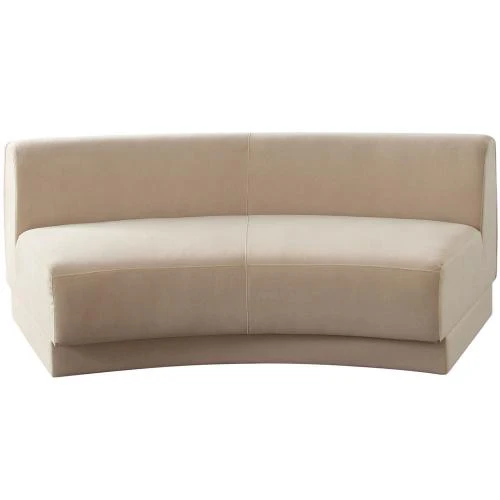Zelda Curved Armless Sofa in Light Camel Performance Velvet w/ (1) Accent Pillow Ball
