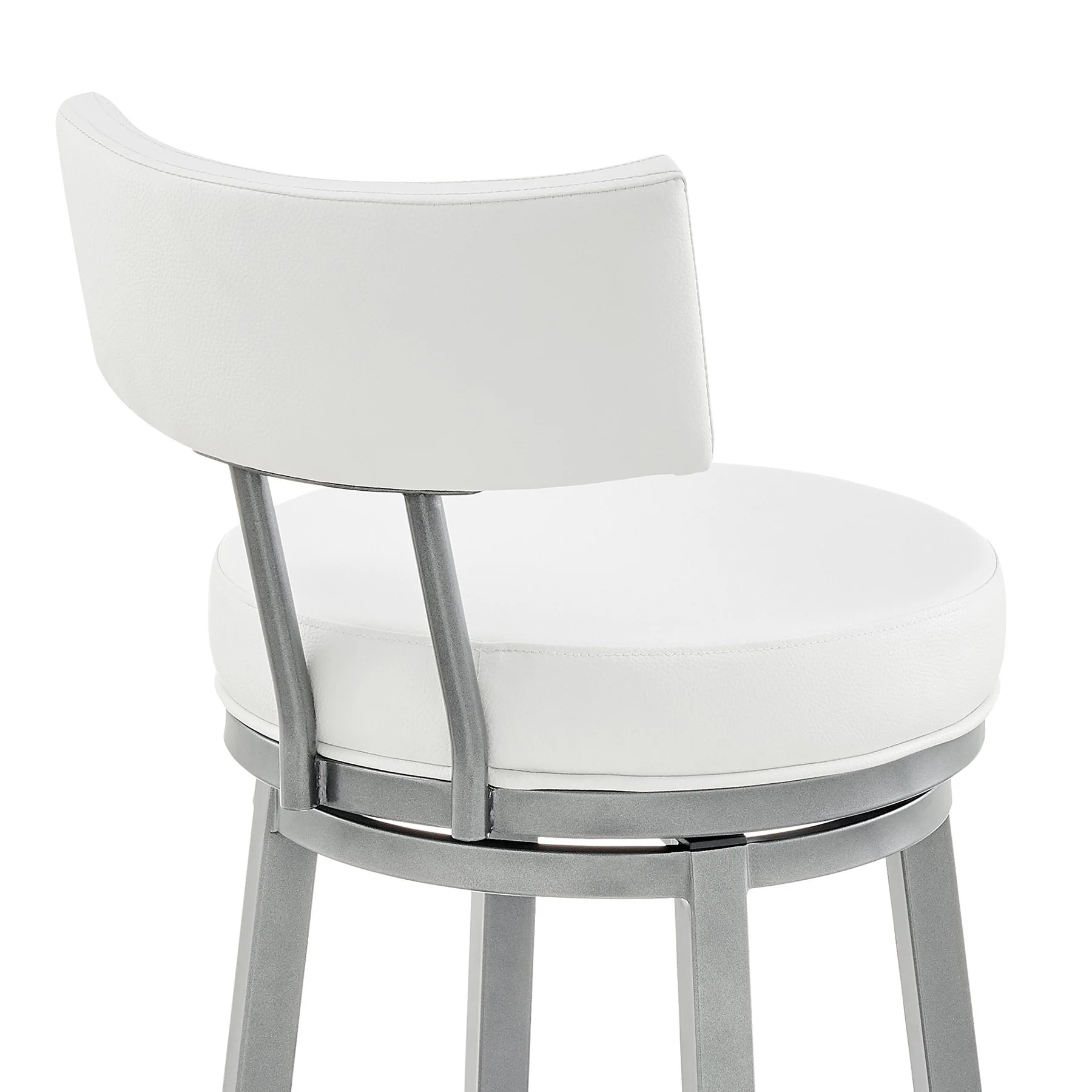 Zelda Swivel Bar Stool in Cloud Finish with White Faux Leather - Image 7