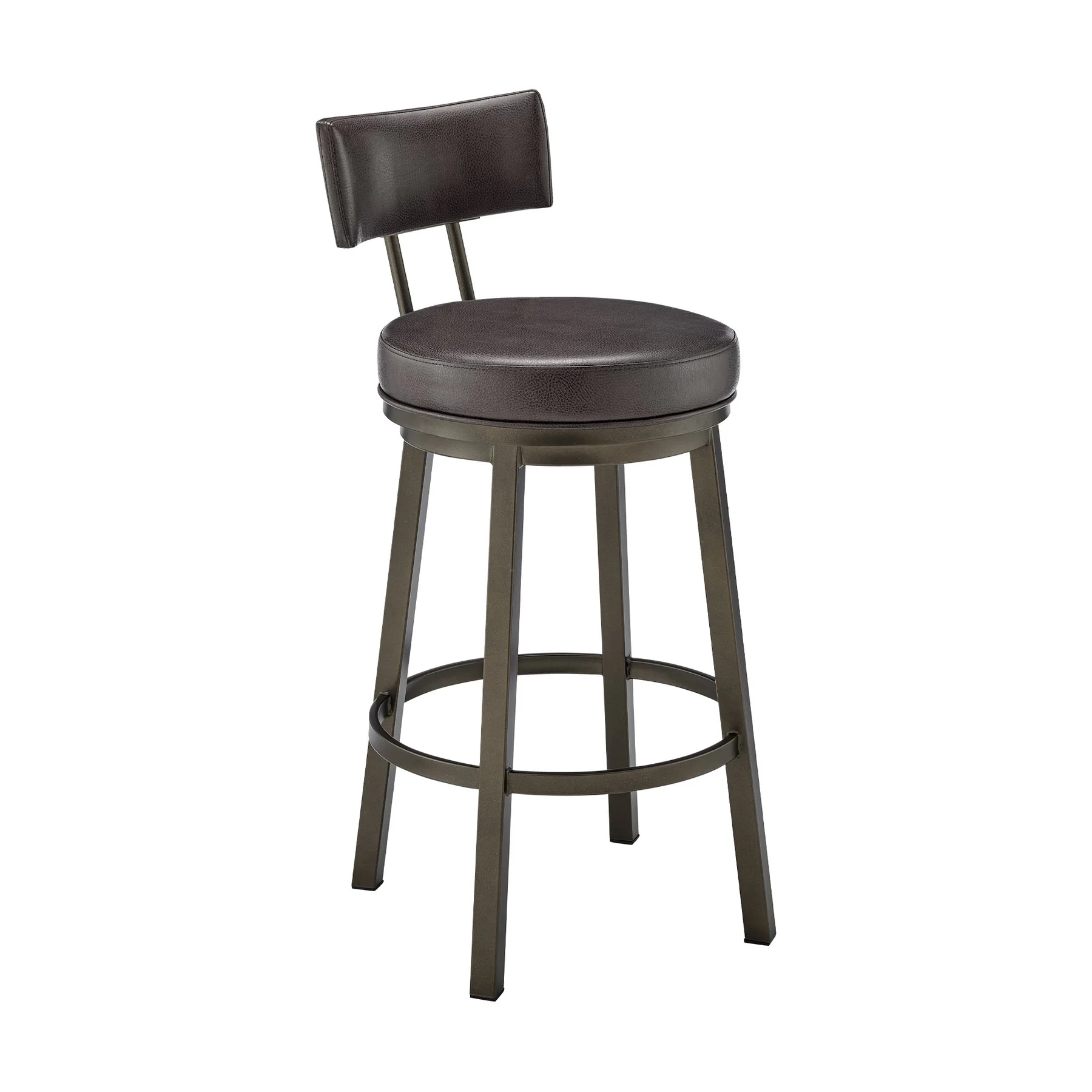 Zelda Swivel Counter Stool in Mocha Finish with Brown Faux Leather