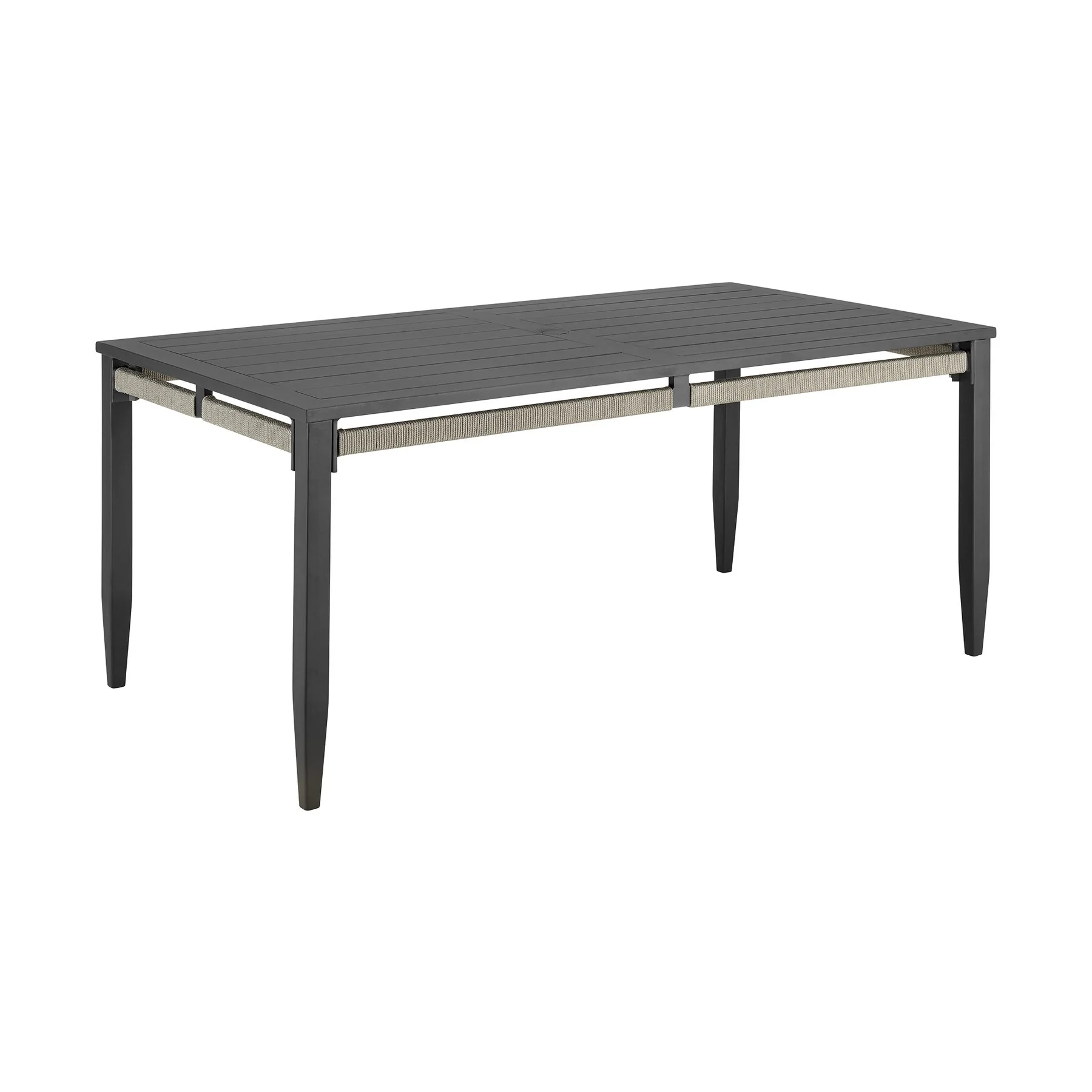 Zella Outdoor Patio 5 Piece Dining Set in Aluminum with Light Gray Rope and Cushions - Image 5