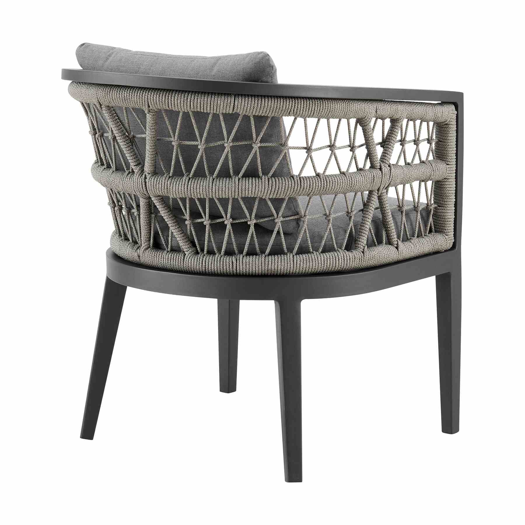 Zella Outdoor Patio 7 Piece Dining Set in Aluminum with Light Gray Rope and Cushions - Image 3