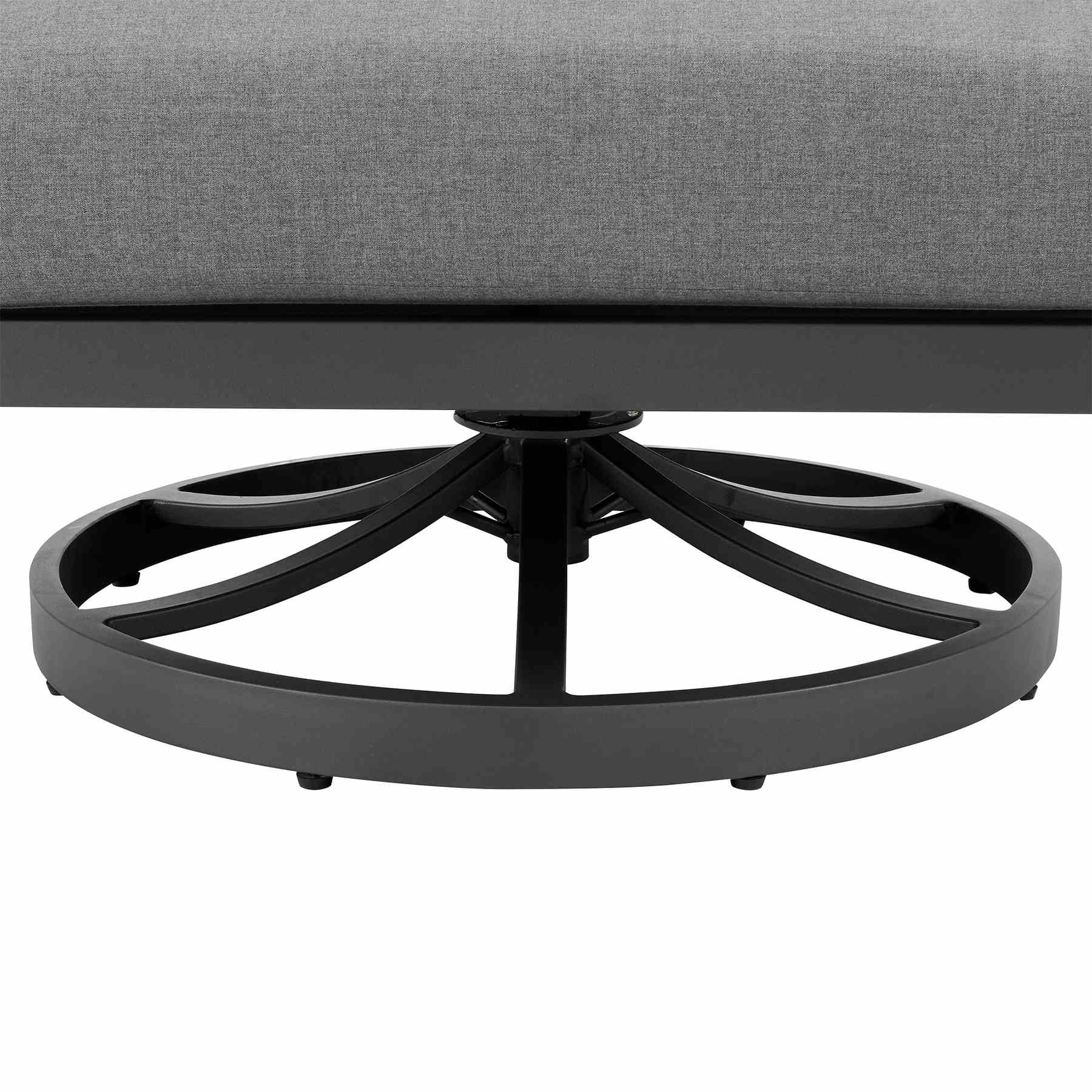 Zella Outdoor Patio Swivel Armchair in Aluminum with Light Gray Rope and Earl Gray Cushions - Image 8
