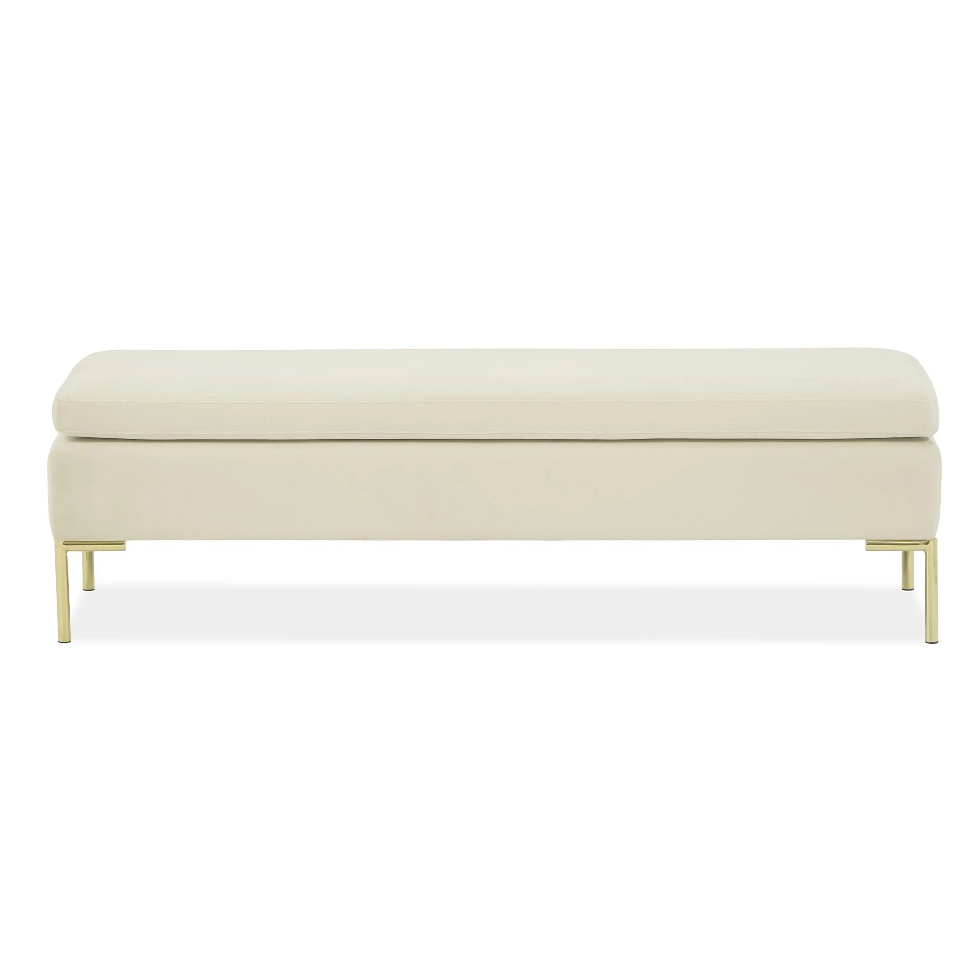Zennia Velvet Accent Bench - Ivory/Gold