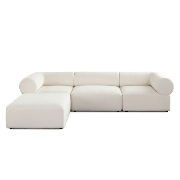 Zia 4PC Modular Reverisble Chaise Sectional in Light Camel Performance Velvet Fabric