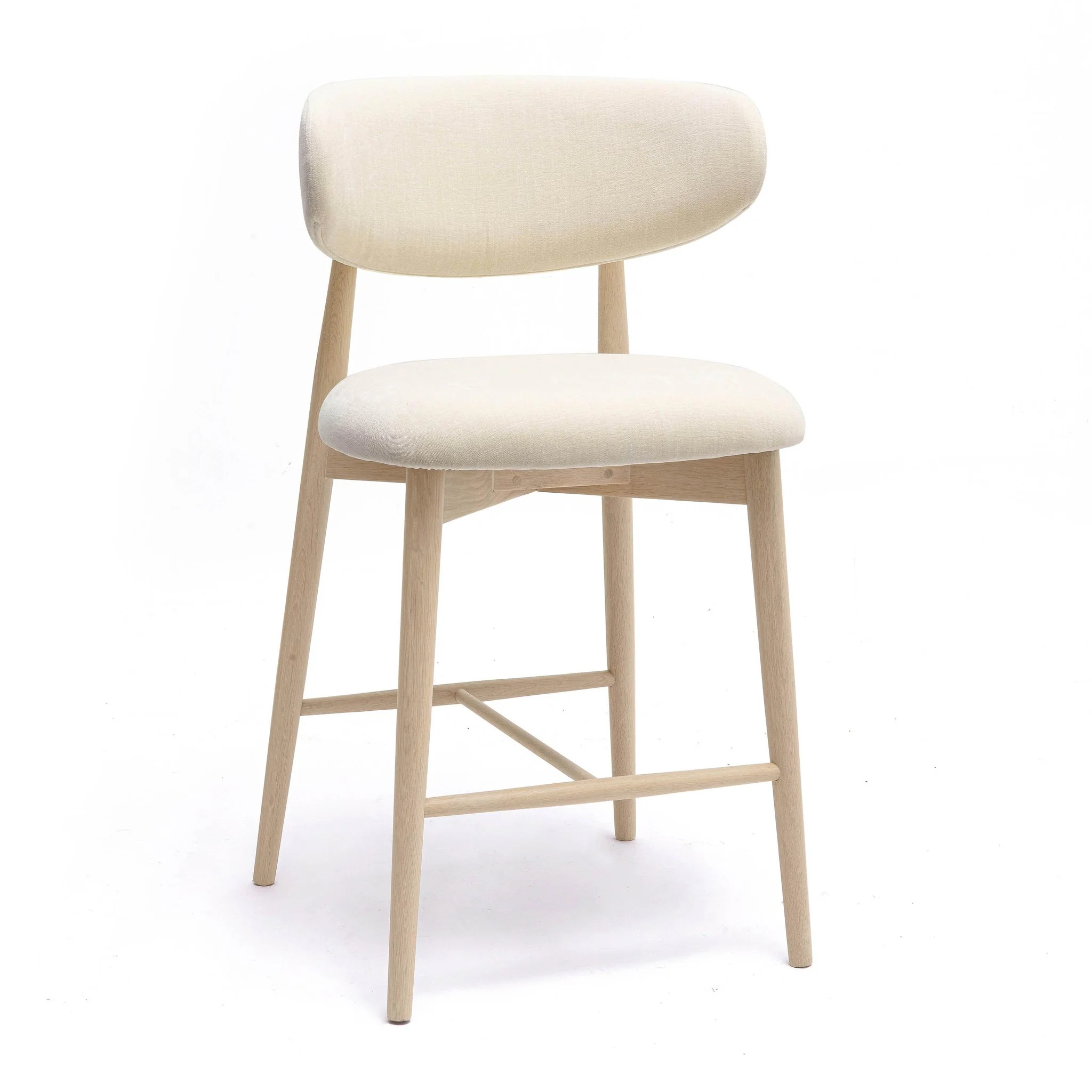 Zinea Cream Performance Textured Velvet Counter Stool