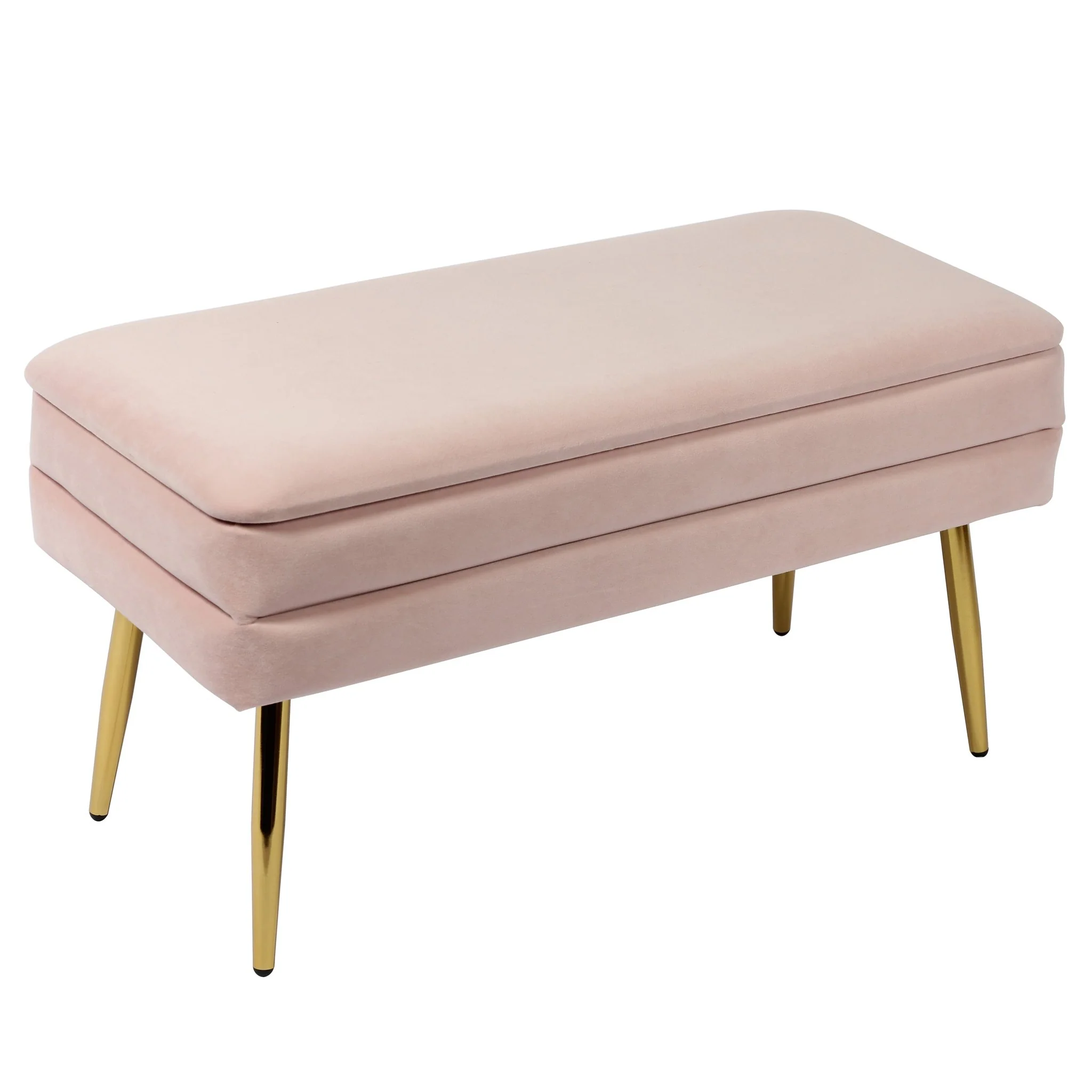 Ziva Blush Velvet Storage Bench - Image 3