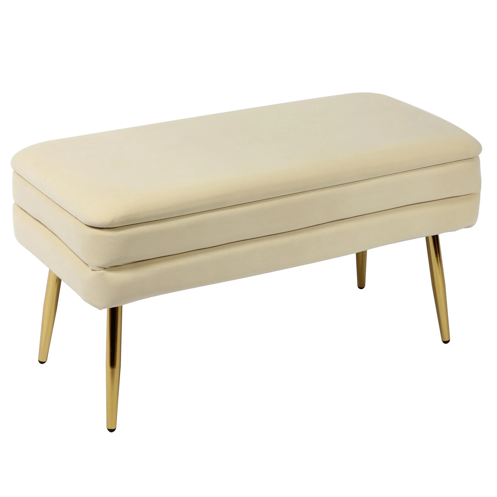 Ziva Cream Velvet Storage Bench - Image 3
