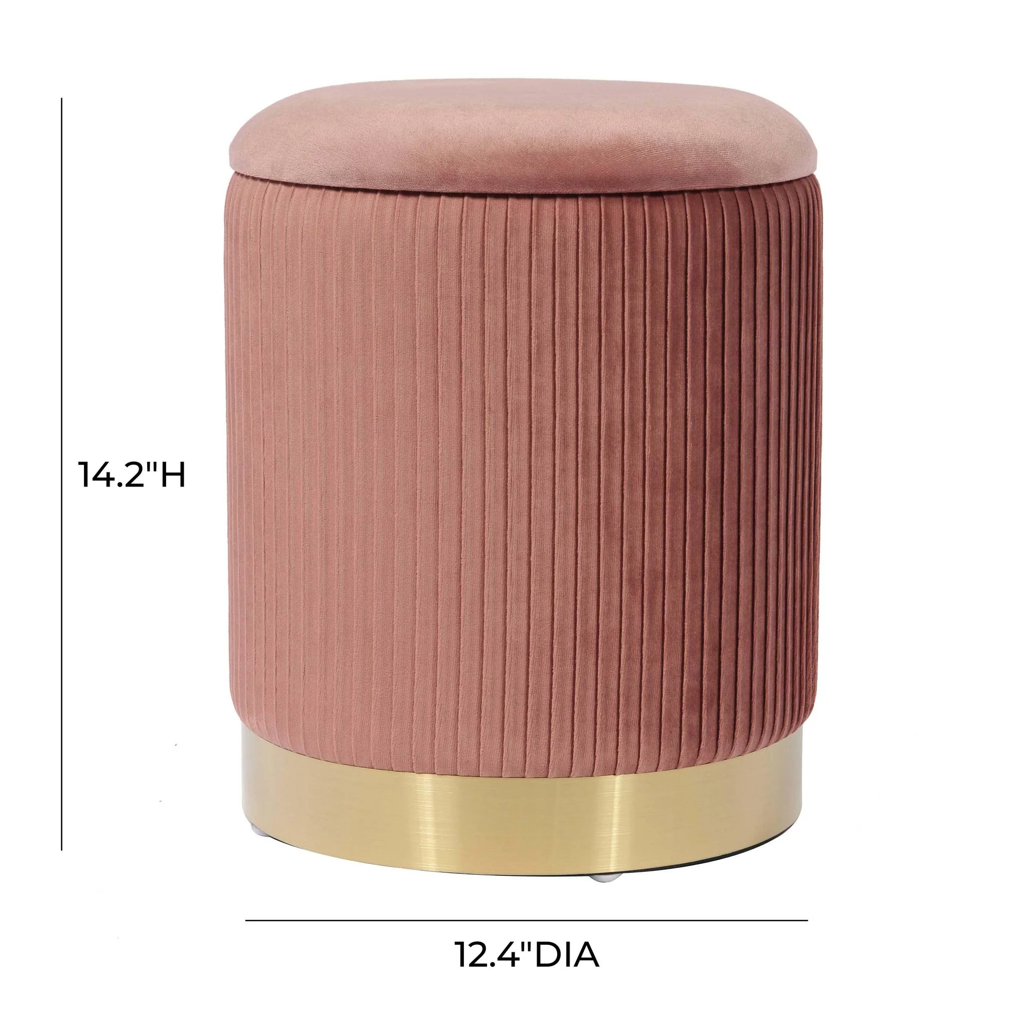 Zoe Blush Velvet Storage Ottoman - Image 7