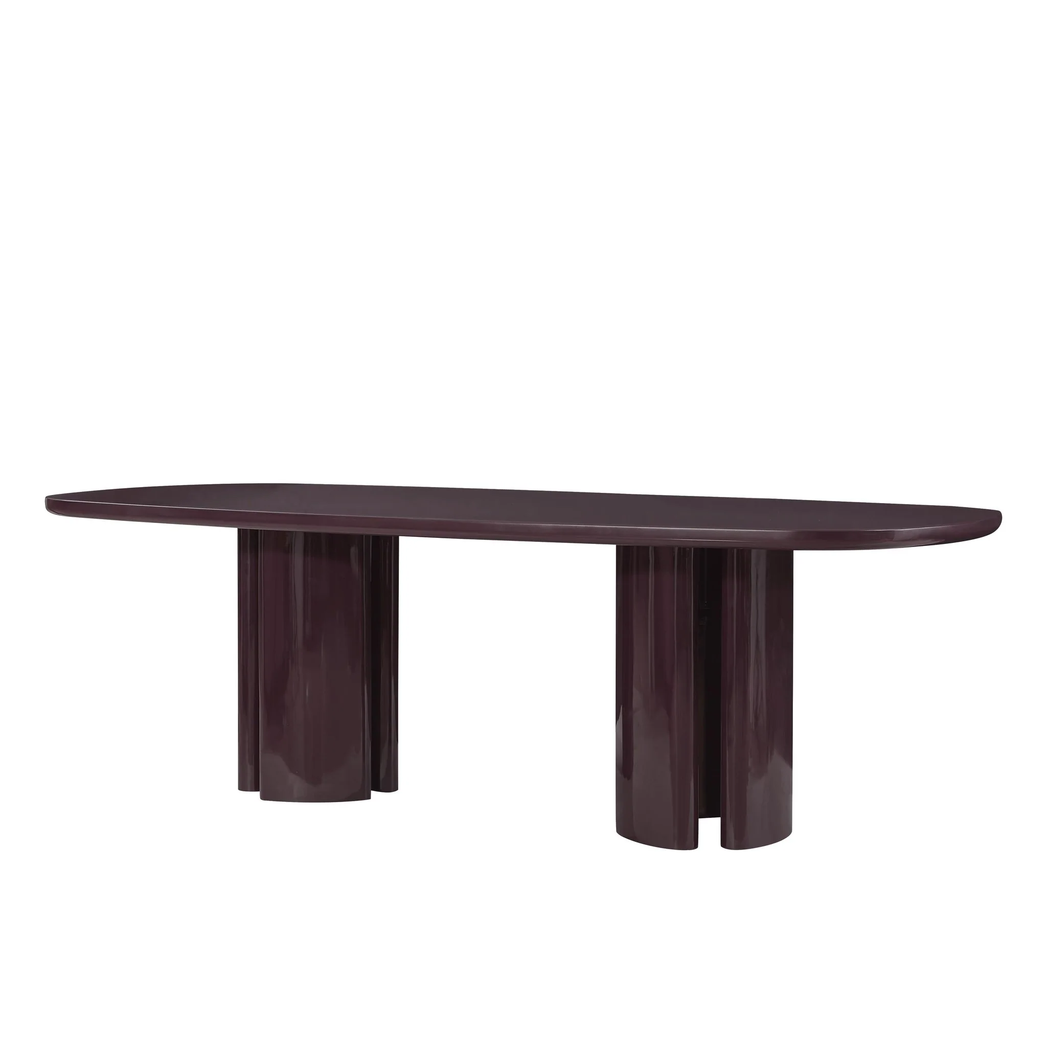 Zola Burgundy Lacquer Oval Dining Table