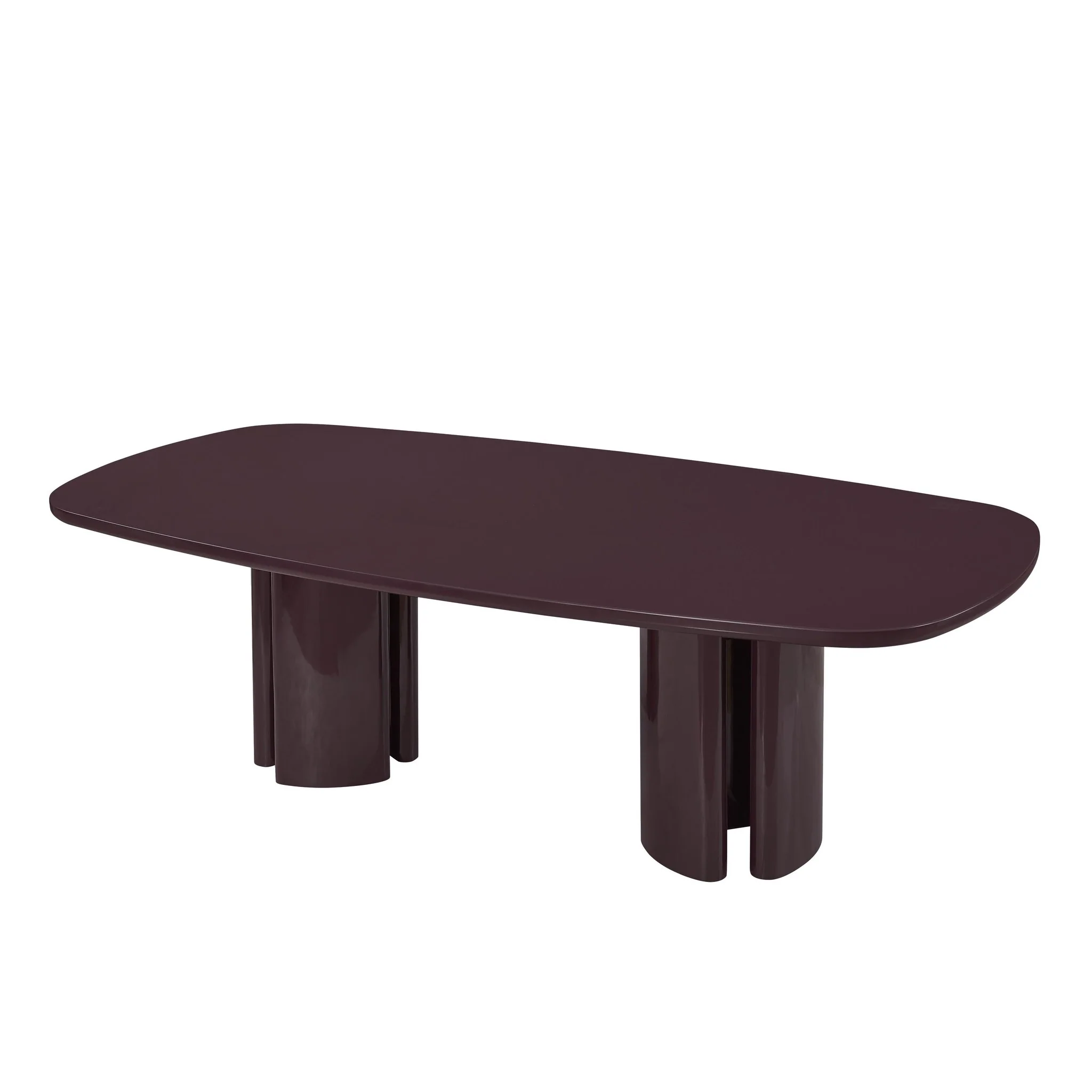 Zola Burgundy Lacquer Oval Dining Table - Image 3